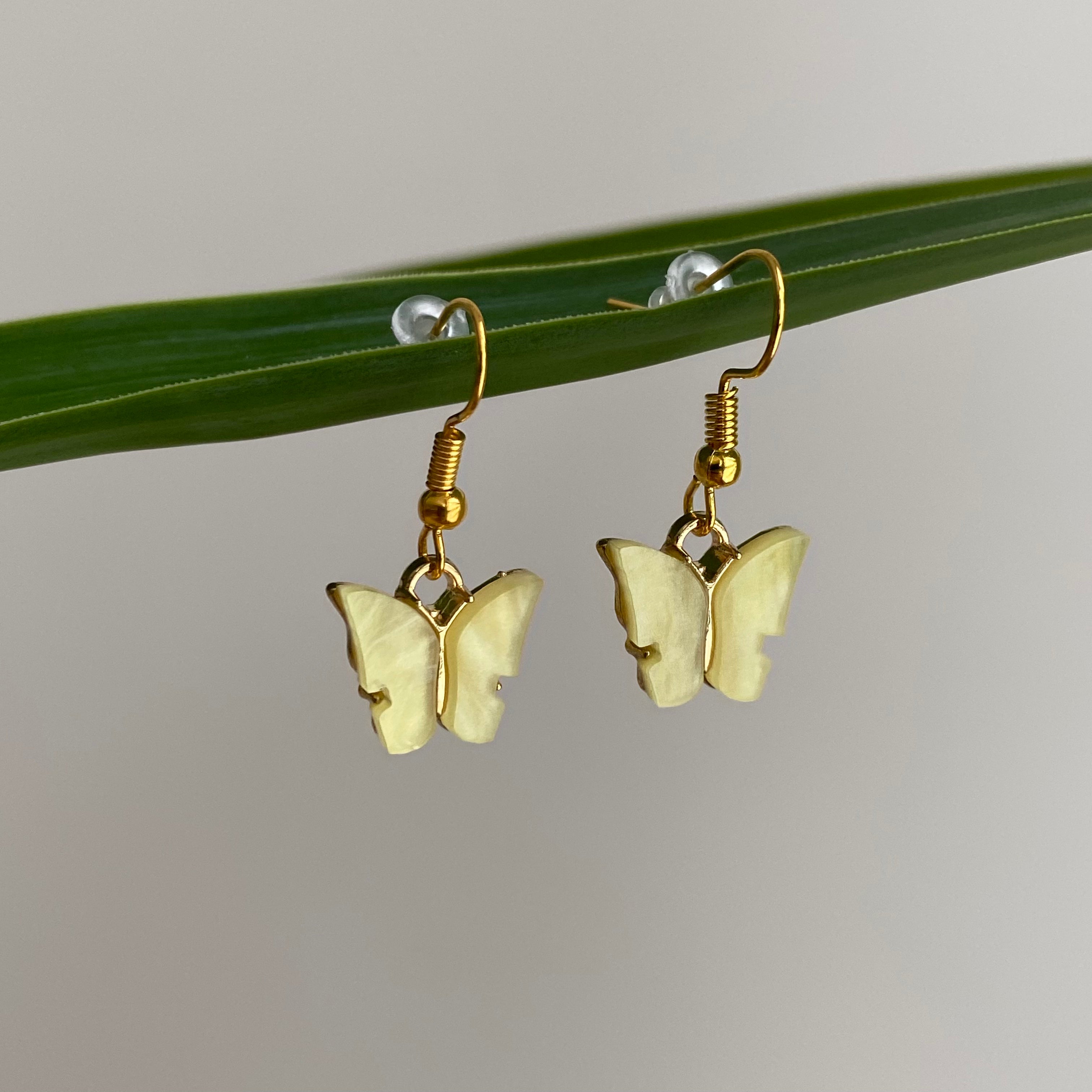 Yellow Butterfly Dangle Earrings