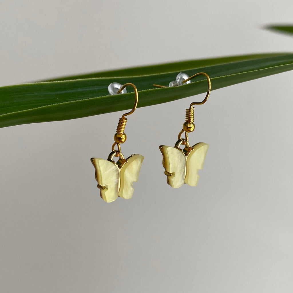 Yellow Butterfly Dangle Earrings