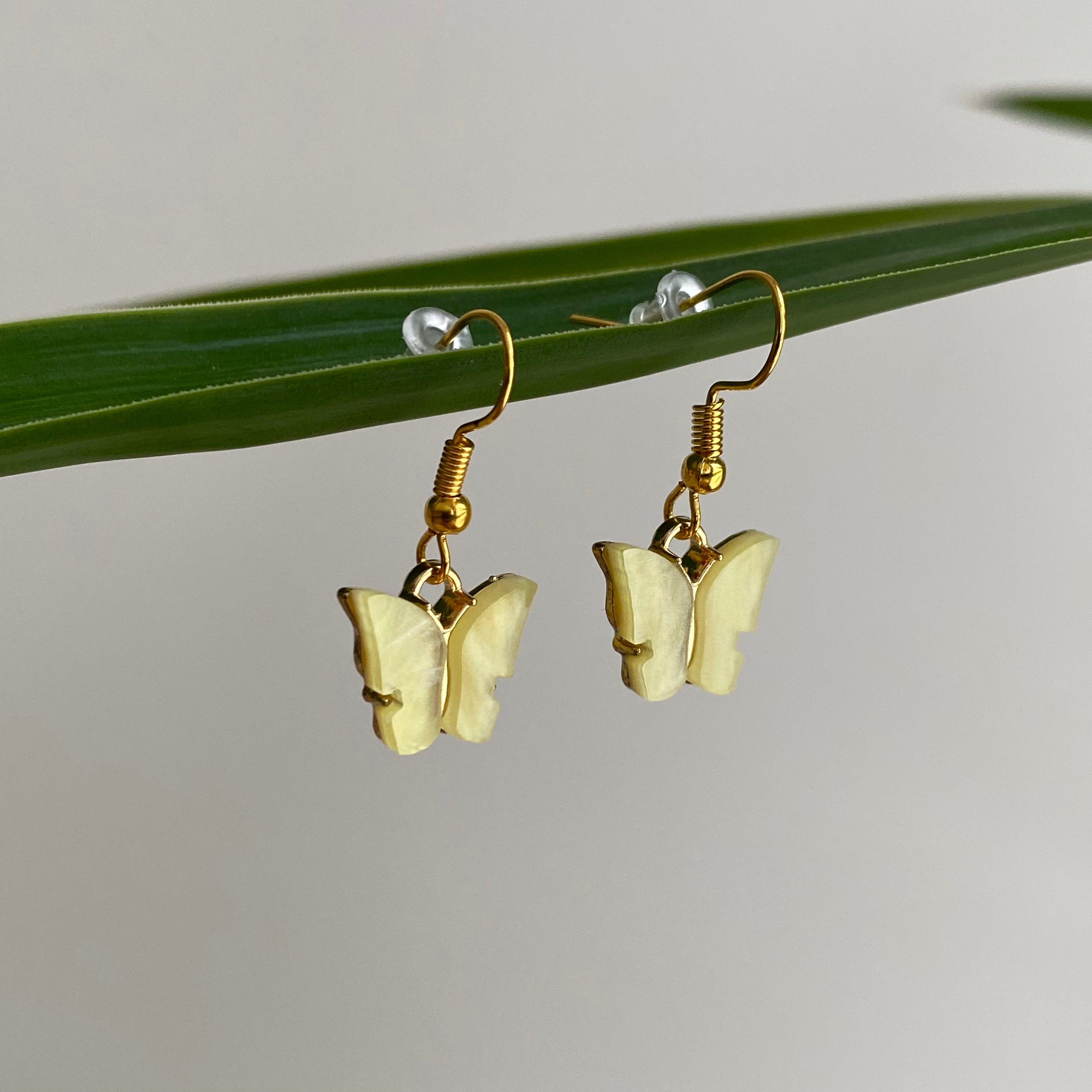 Yellow Butterfly Dangle Earrings