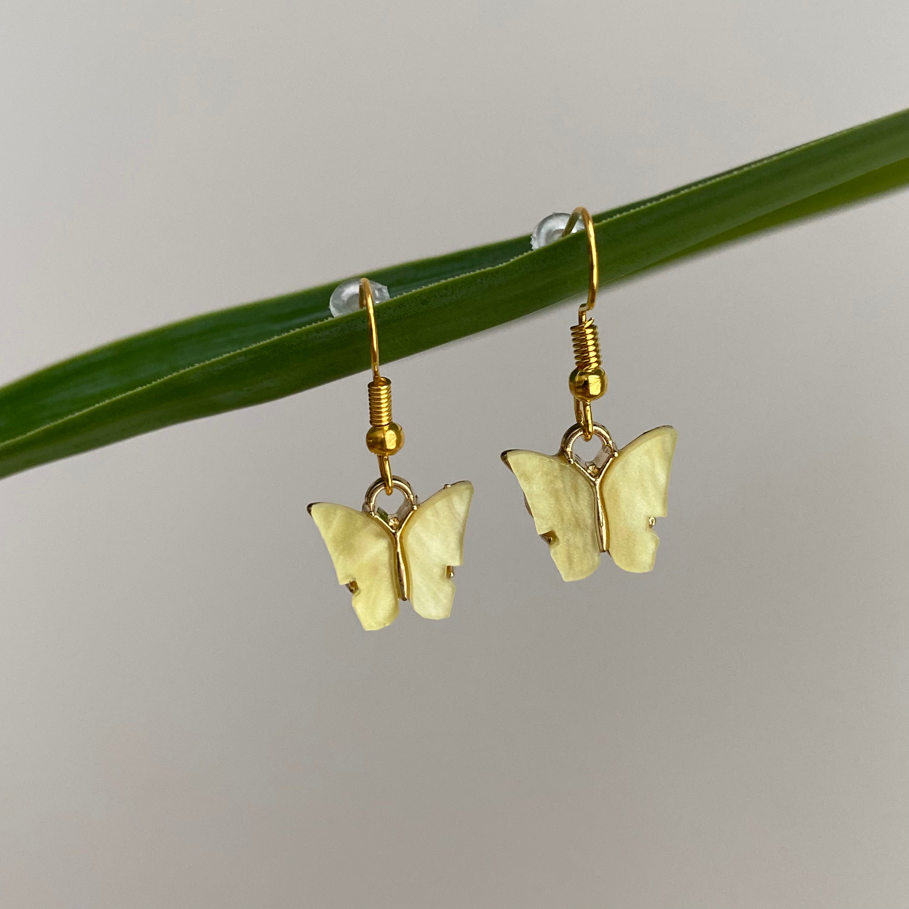 Yellow Butterfly Dangle Earrings
