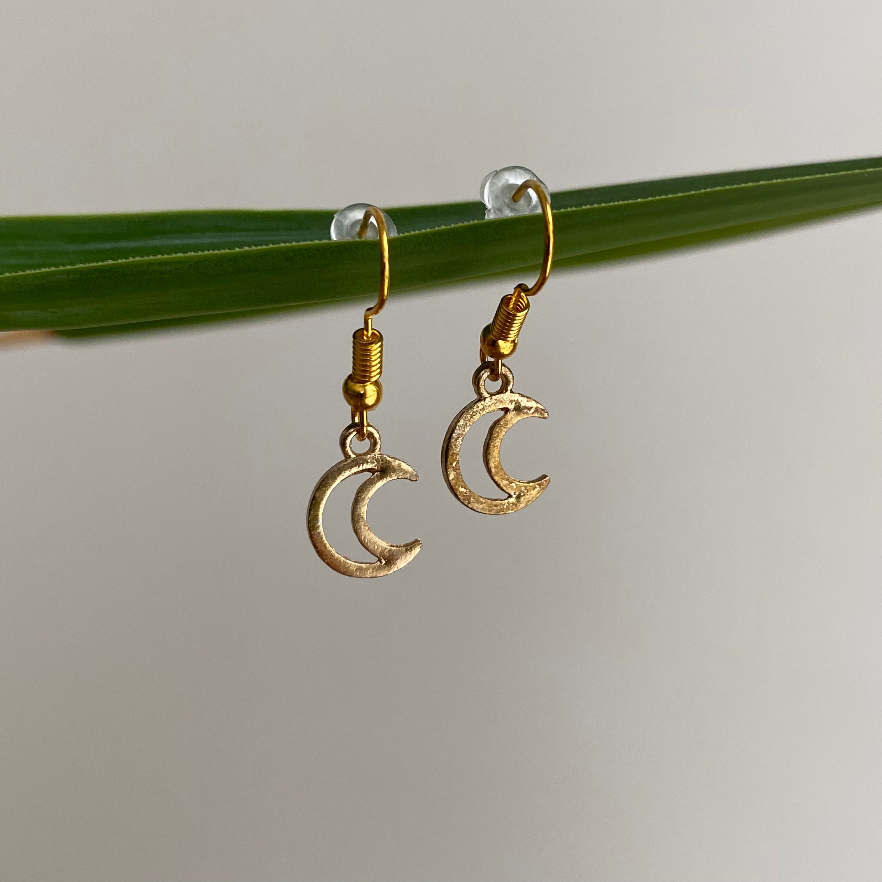 Gold Moon Dangle Earrings