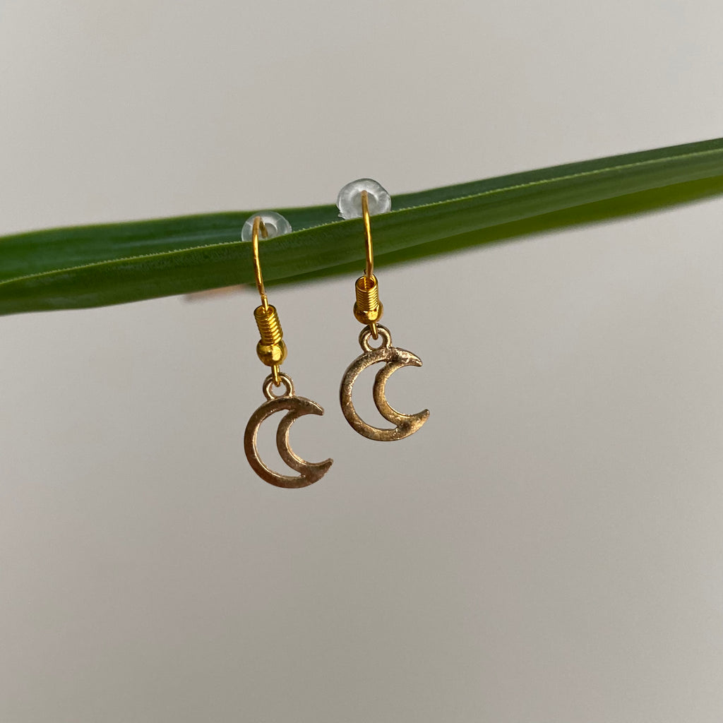 Gold Moon Dangle Earrings