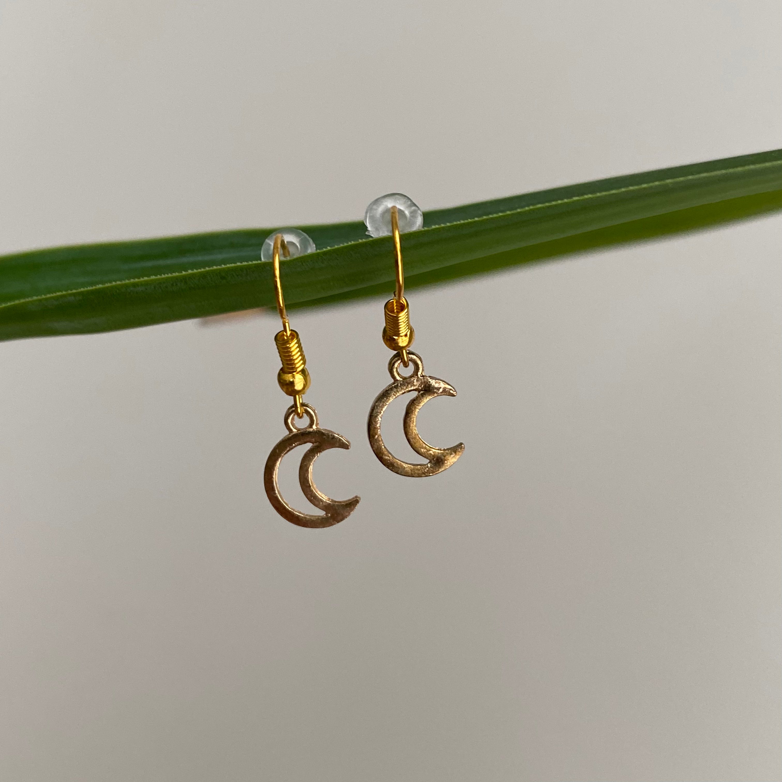 Gold Moon Dangle Earrings