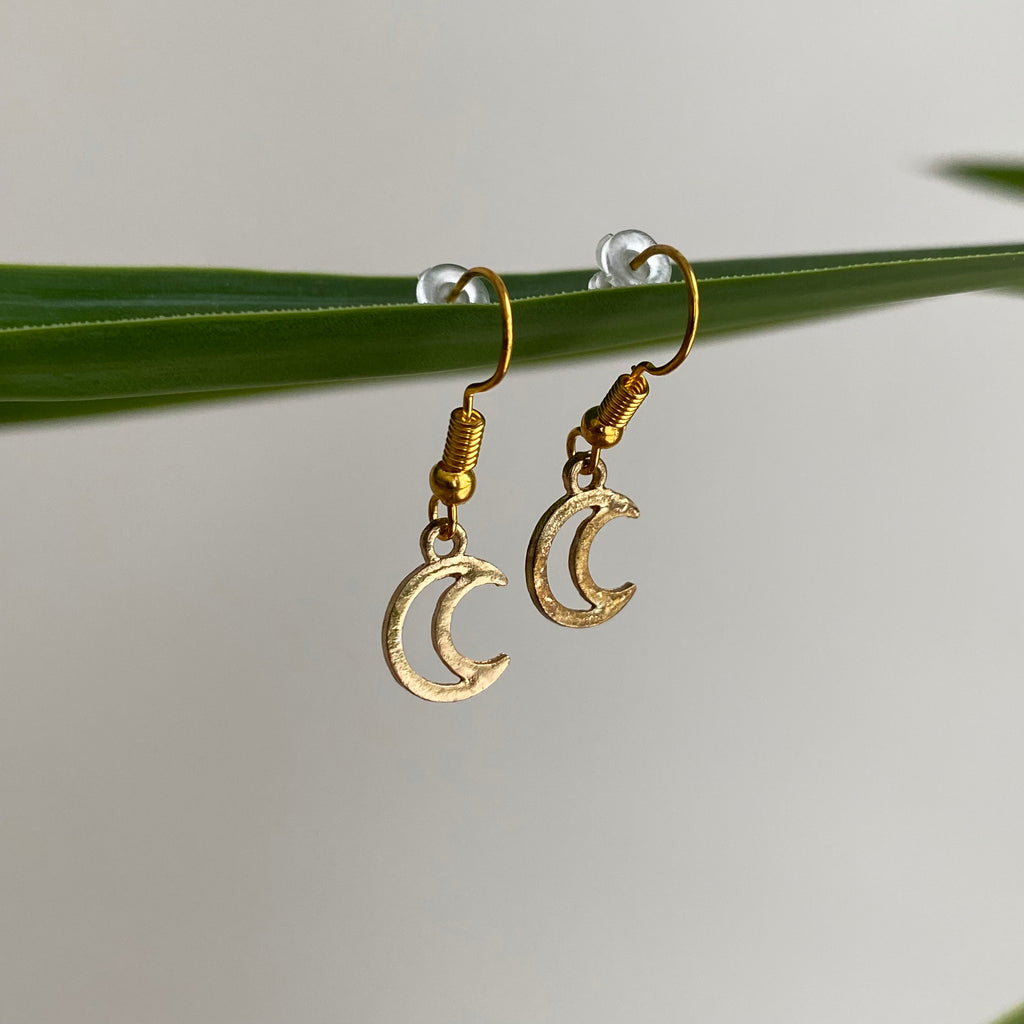 Gold Moon Dangle Earrings