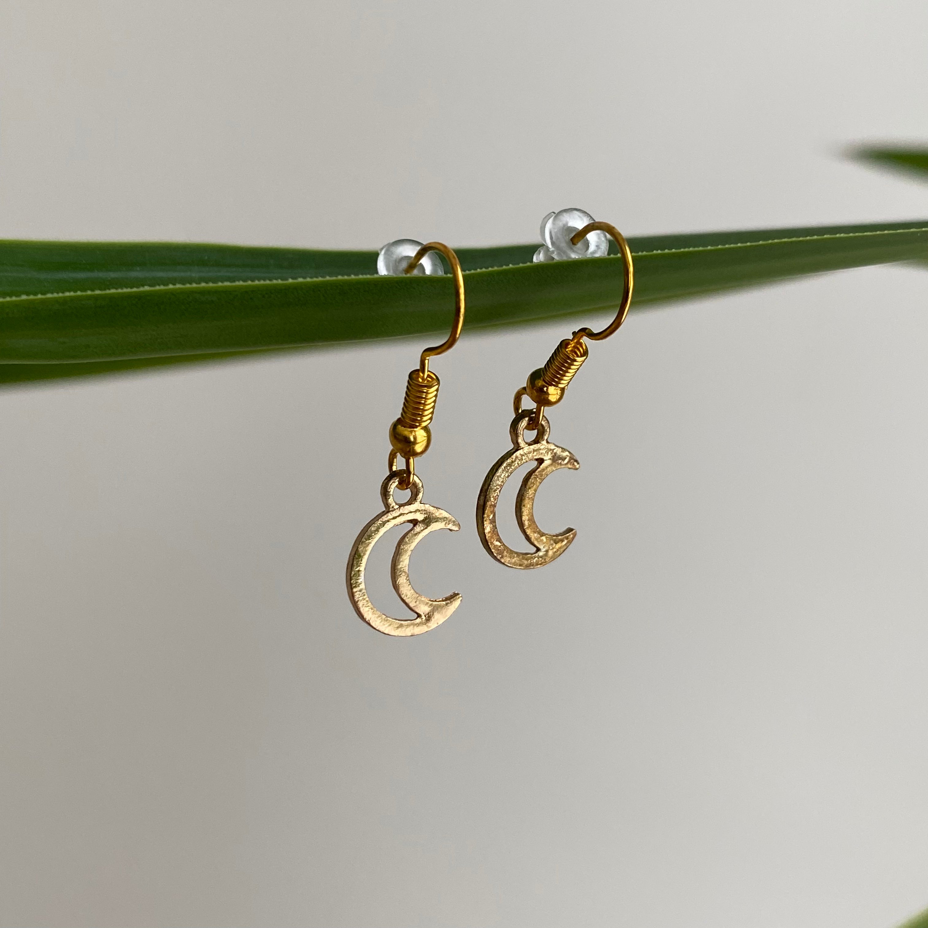 Gold Moon Dangle Earrings