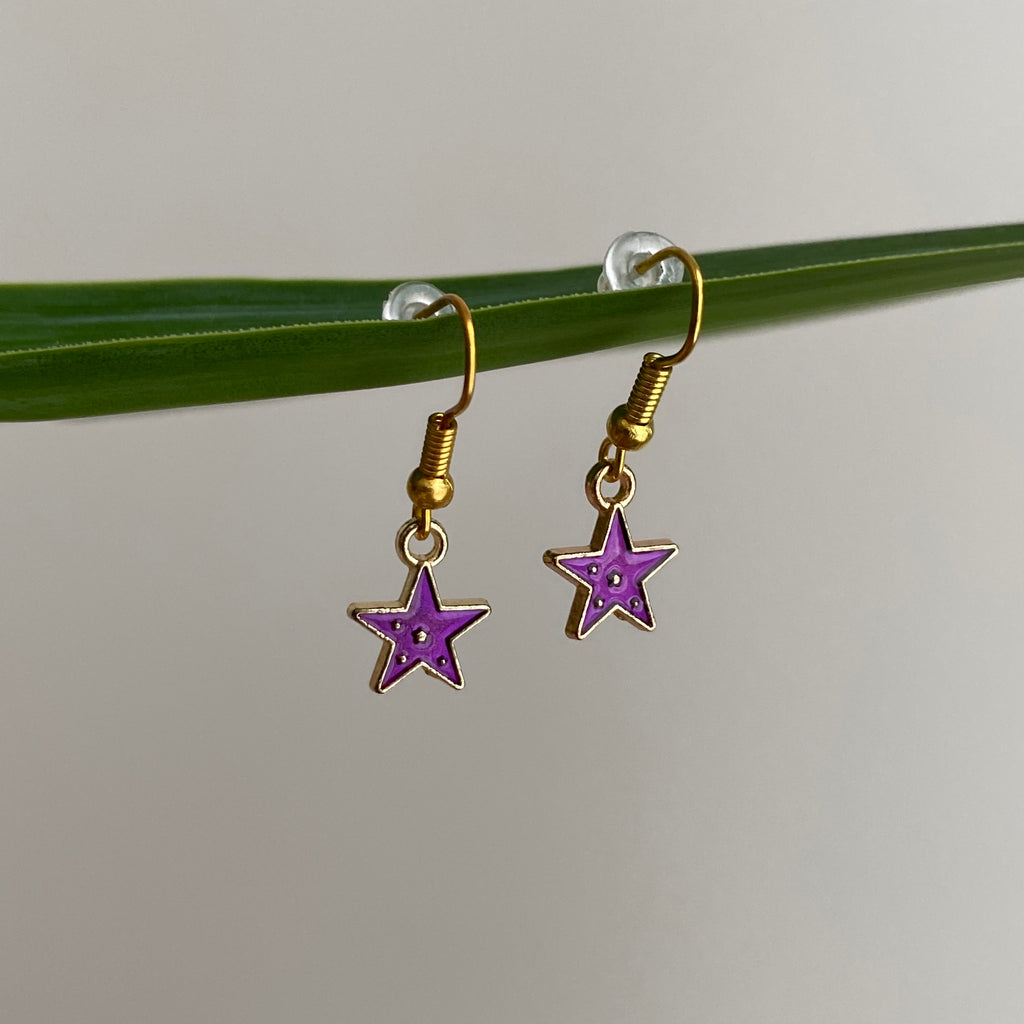 Purple Star Dangle Earrings