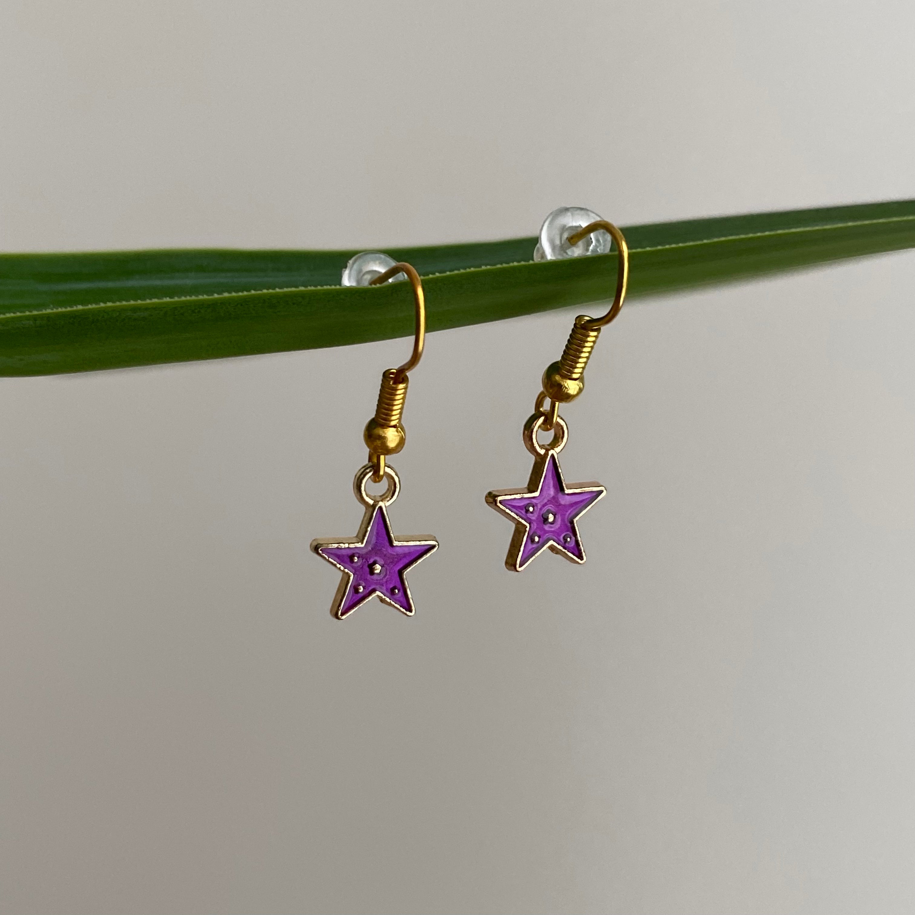 Purple Star Dangle Earrings