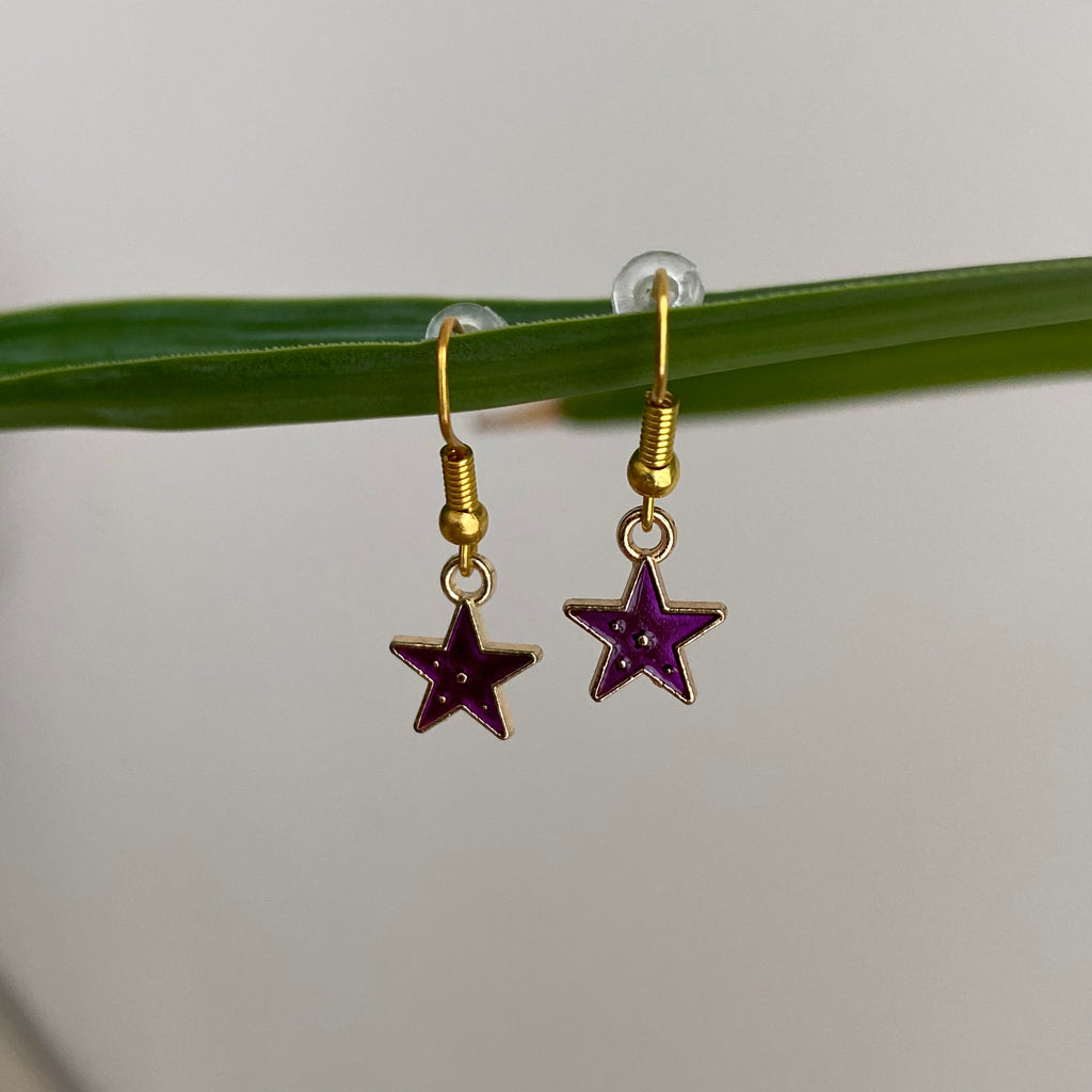 Purple Star Dangle Earrings