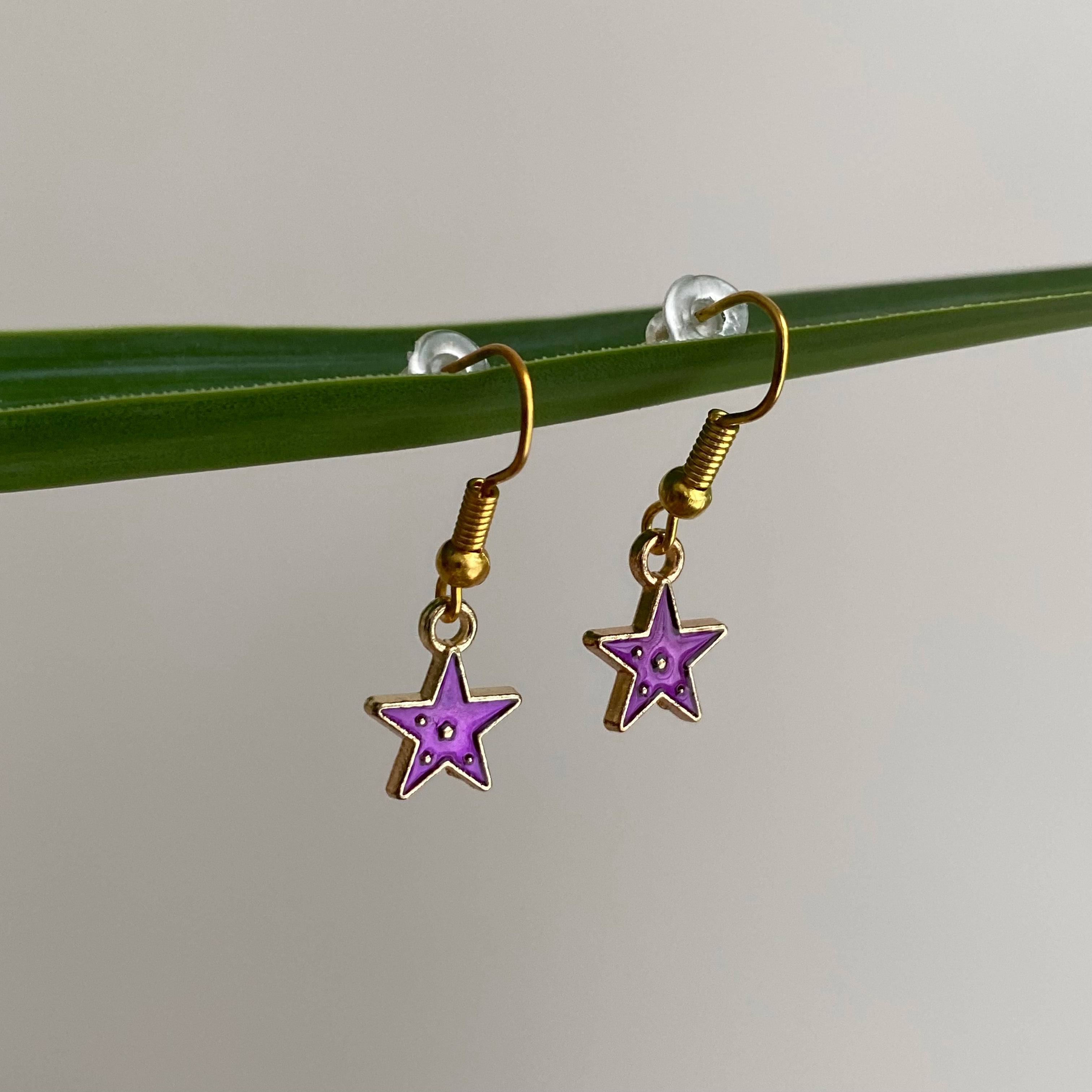Purple Star Dangle Earrings