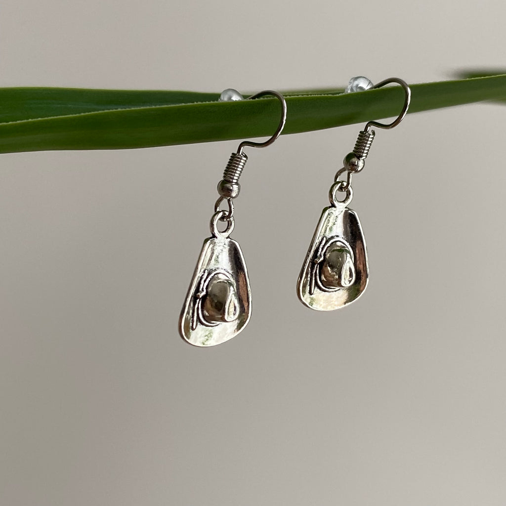 Silver Western Cowgirl Hat Dangle Earrings