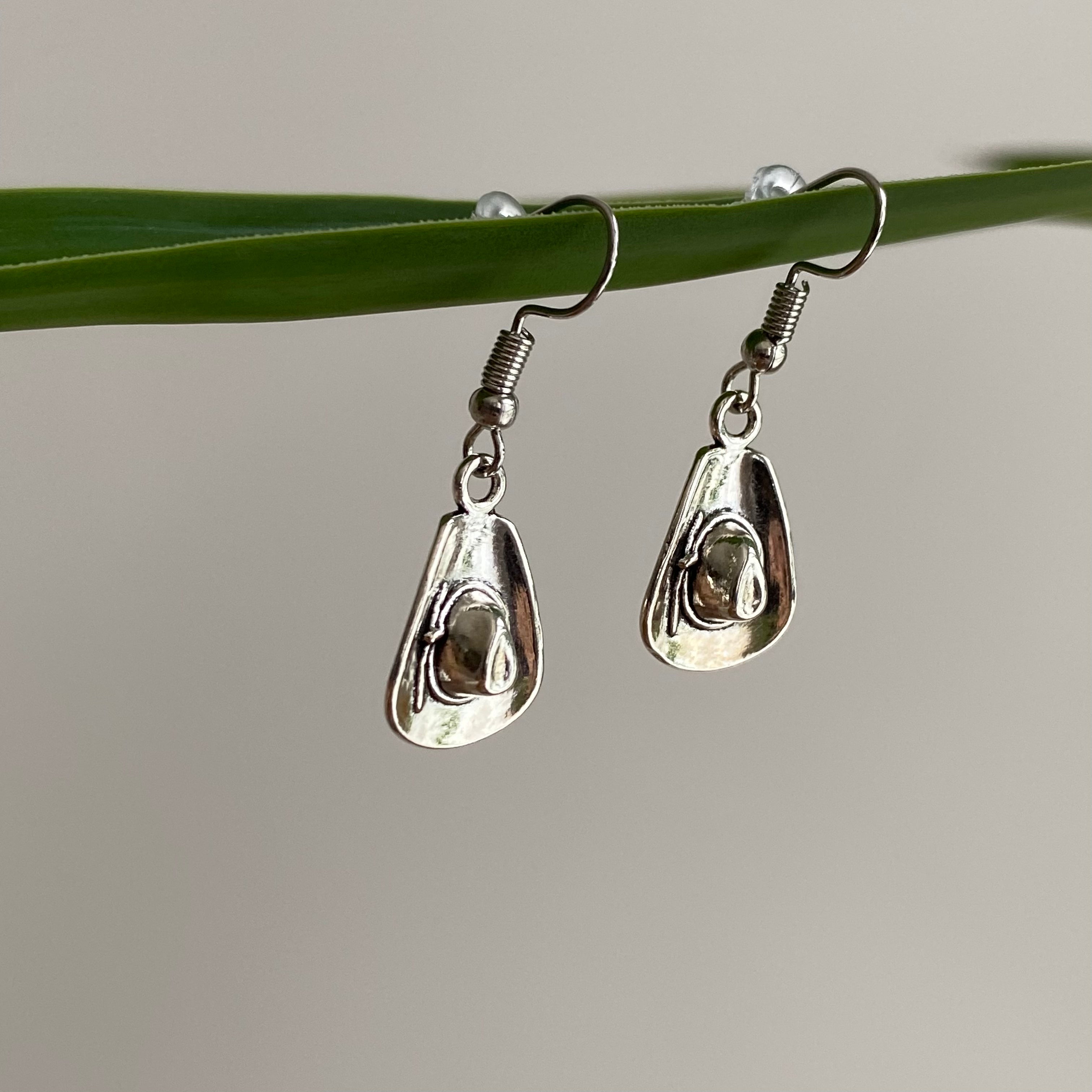 Silver Western Cowgirl Hat Dangle Earrings