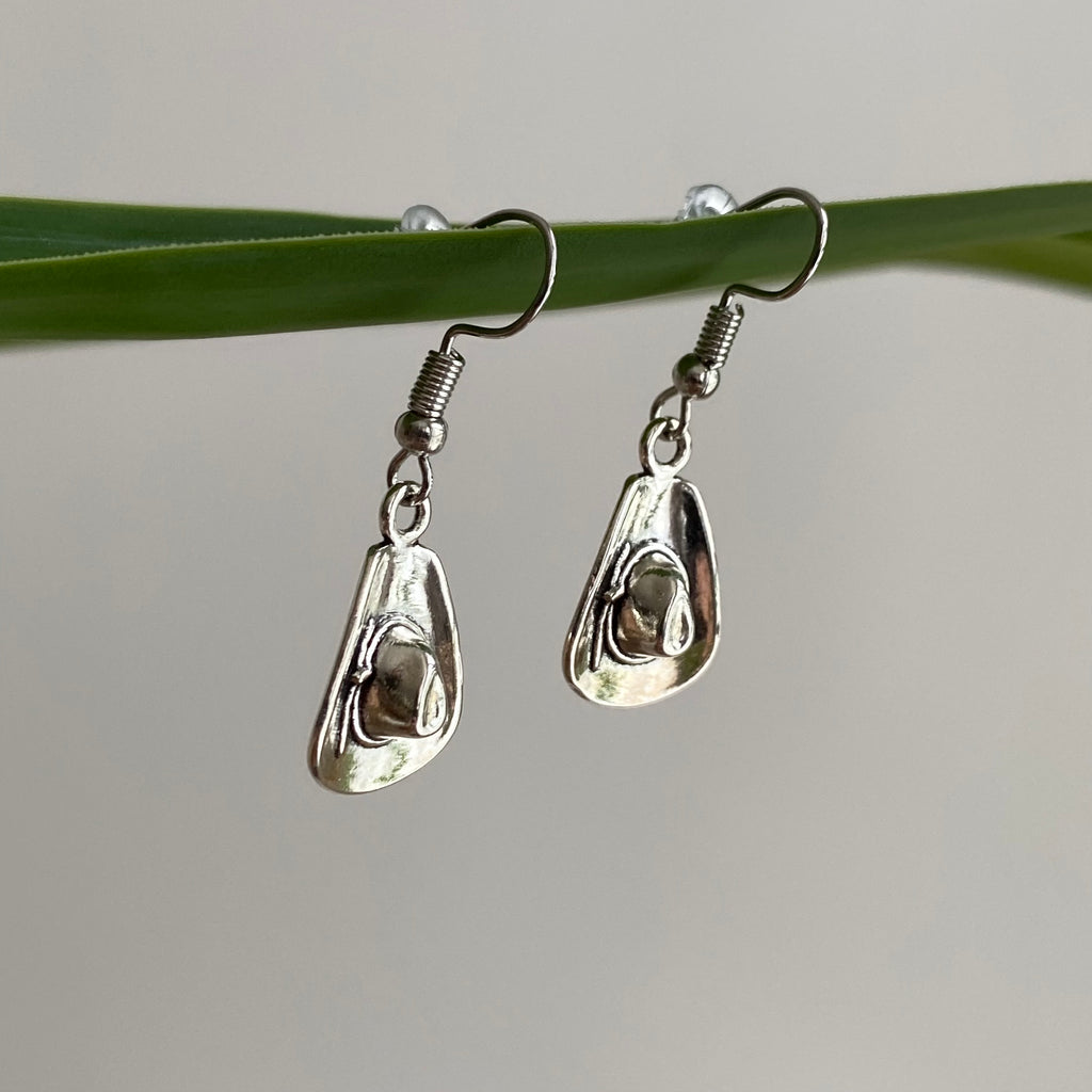 Silver Western Cowgirl Hat Dangle Earrings