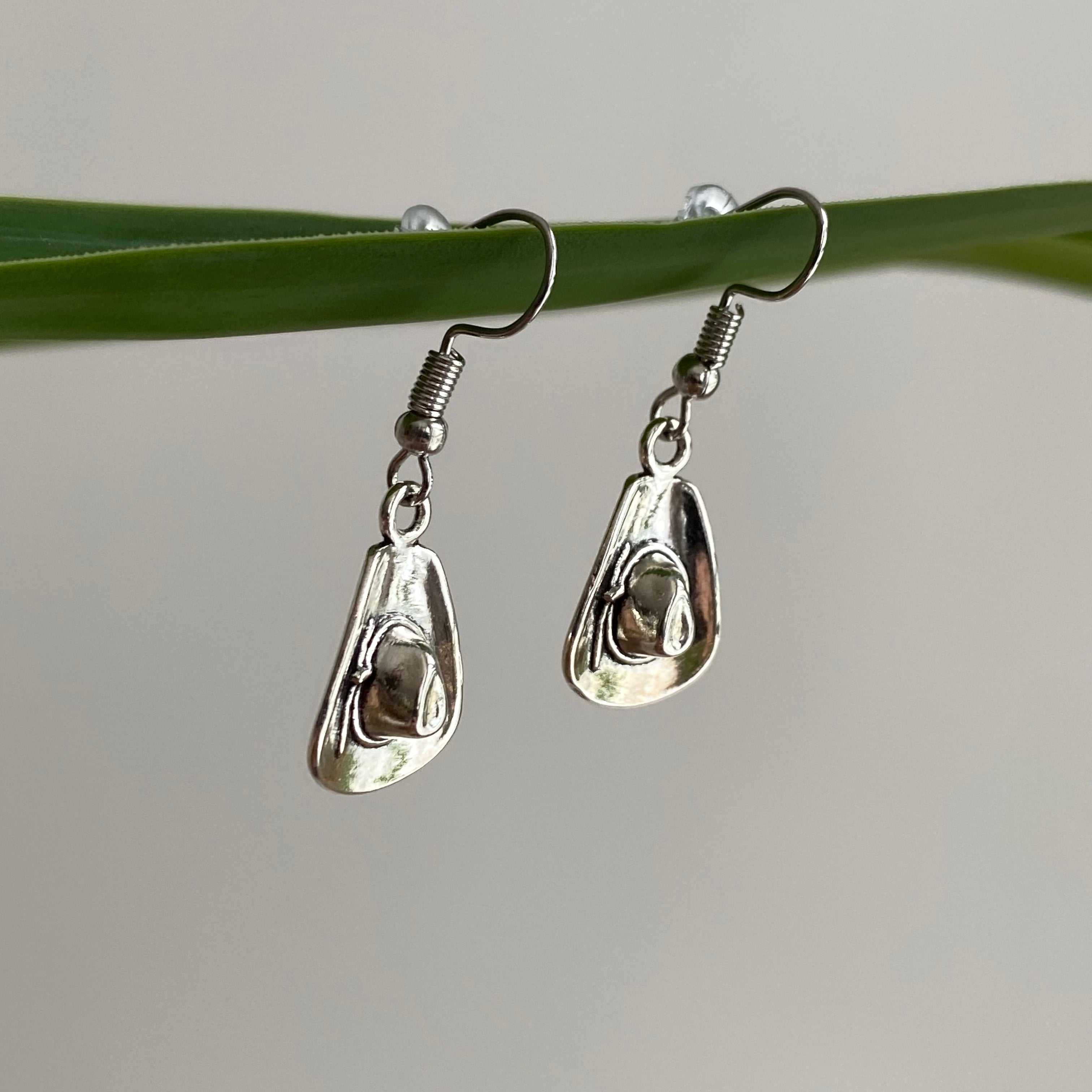 Silver Western Cowgirl Hat Dangle Earrings
