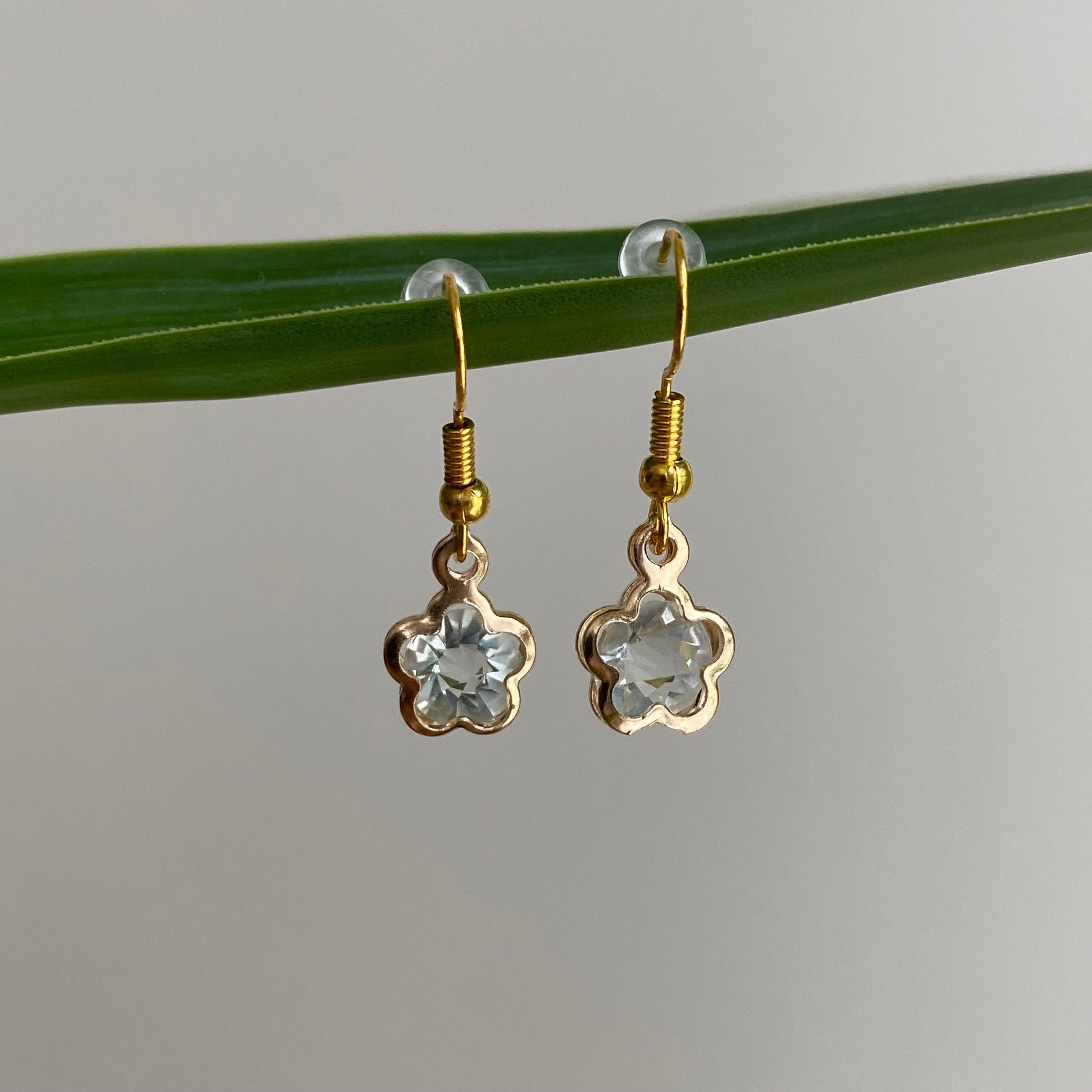 Flower Diamond Dangle Earrings