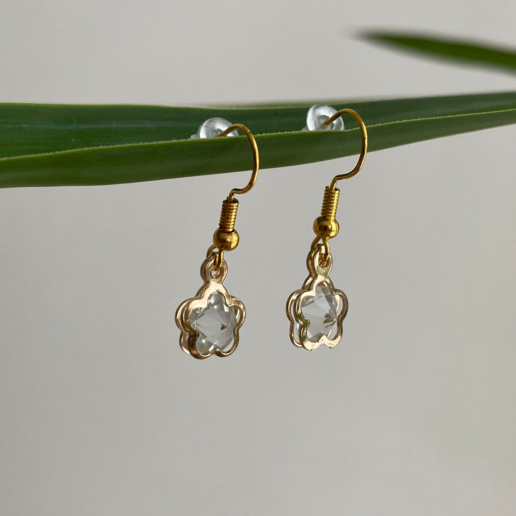 Flower Diamond Dangle Earrings