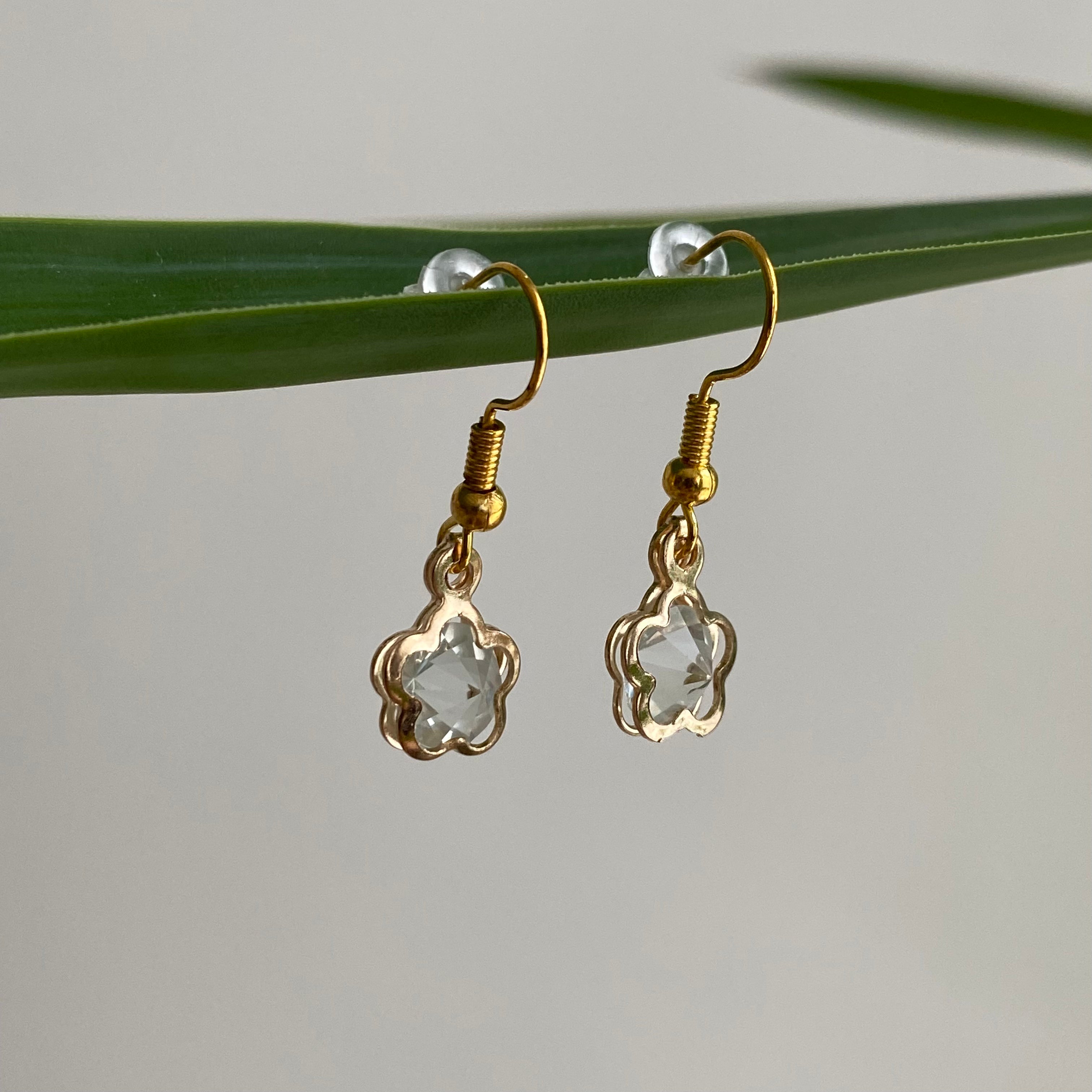 Flower Diamond Dangle Earrings
