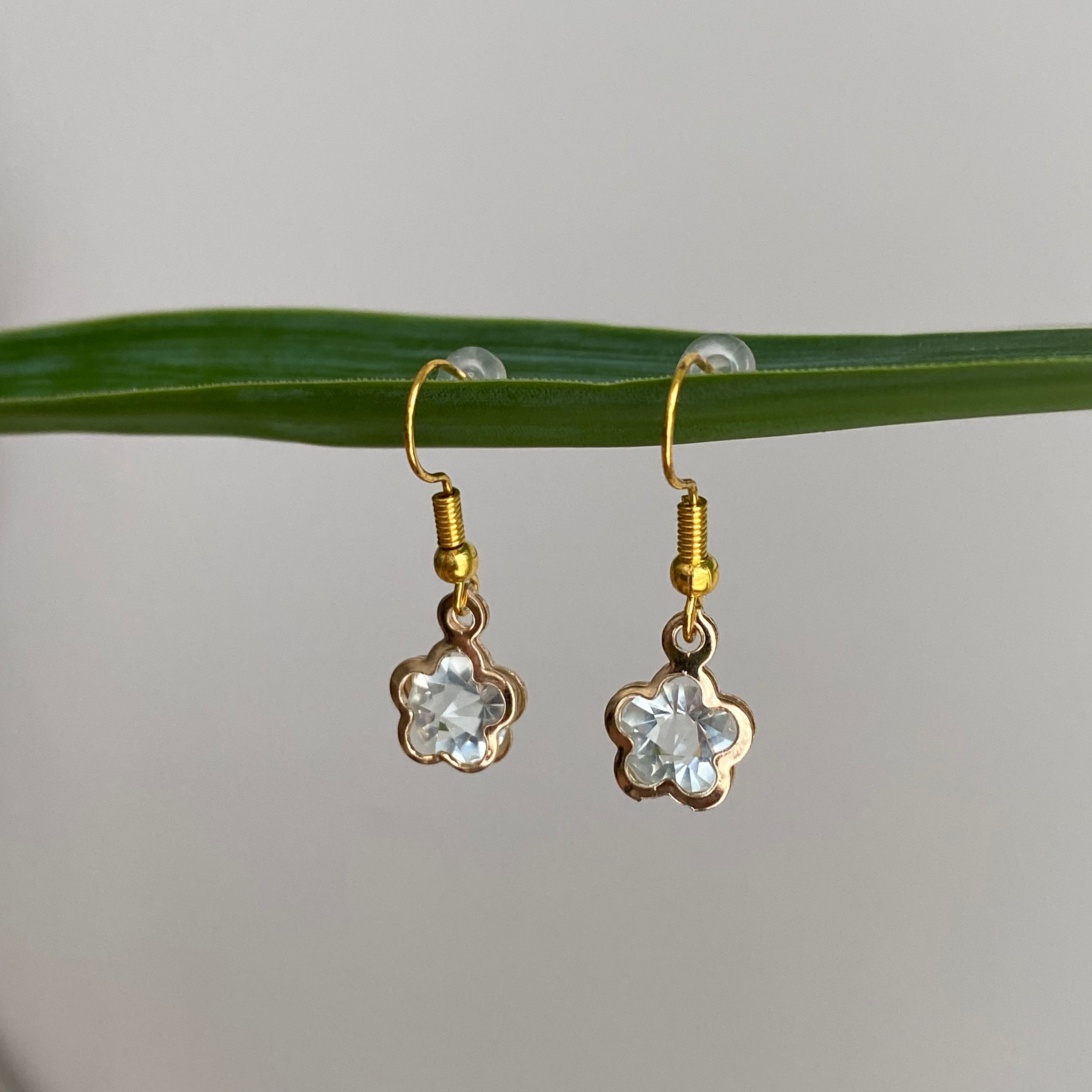 Flower Diamond Dangle Earrings