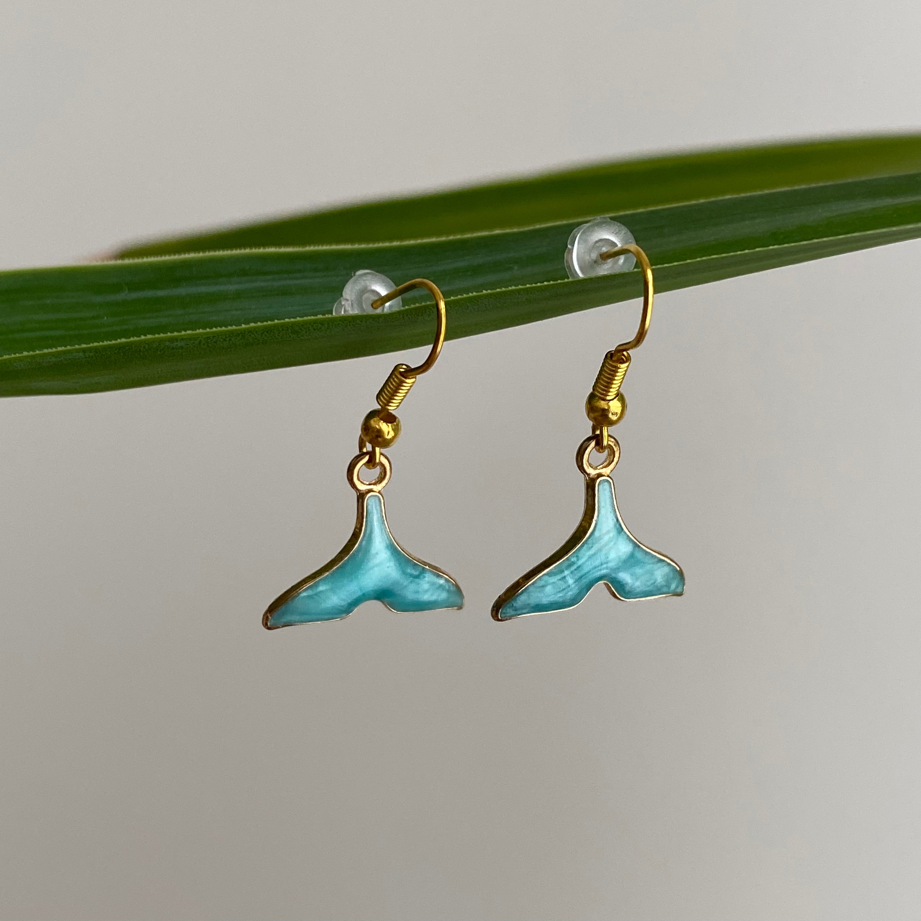 Blue Whale Tail Dangle Earrings