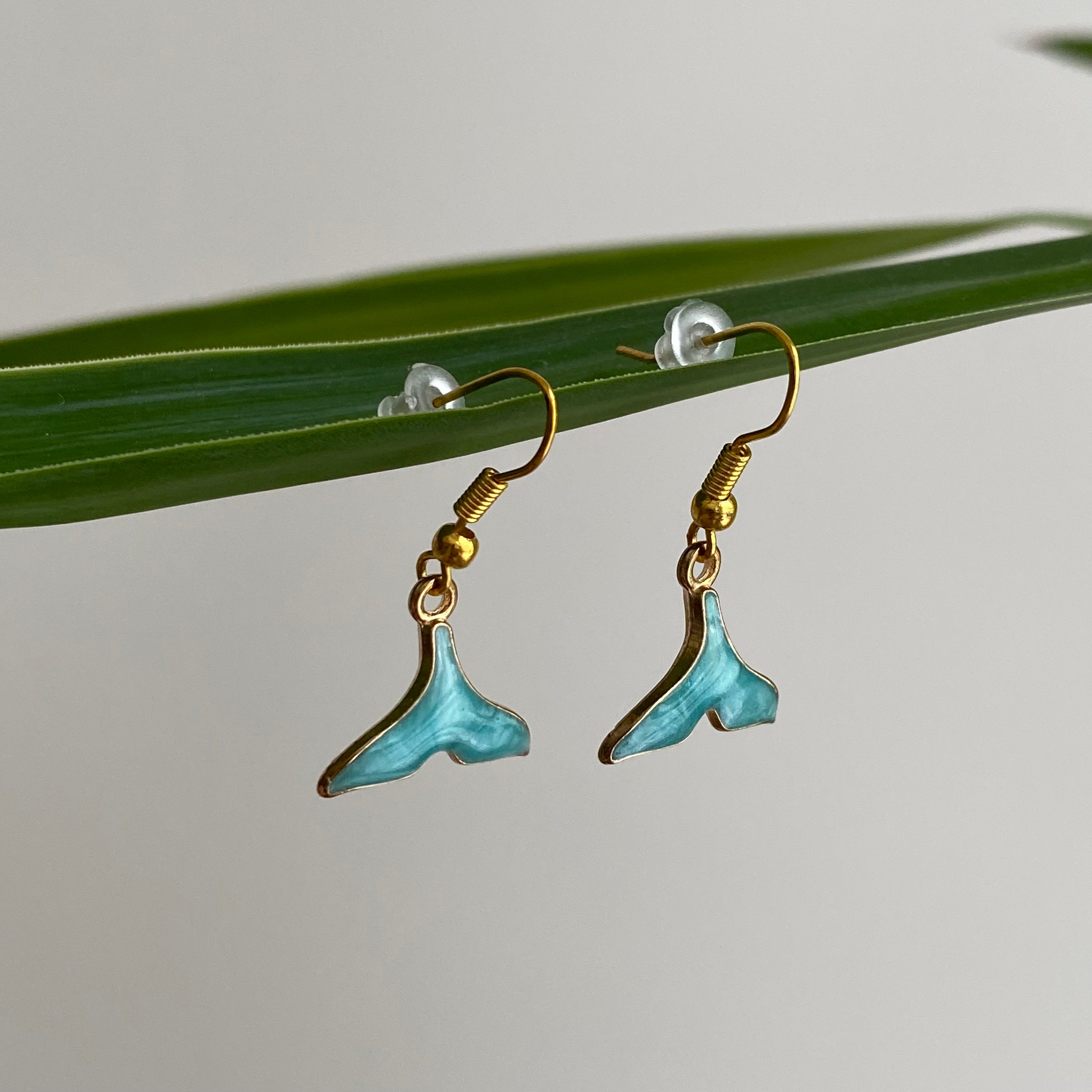 Blue Whale Tail Dangle Earrings