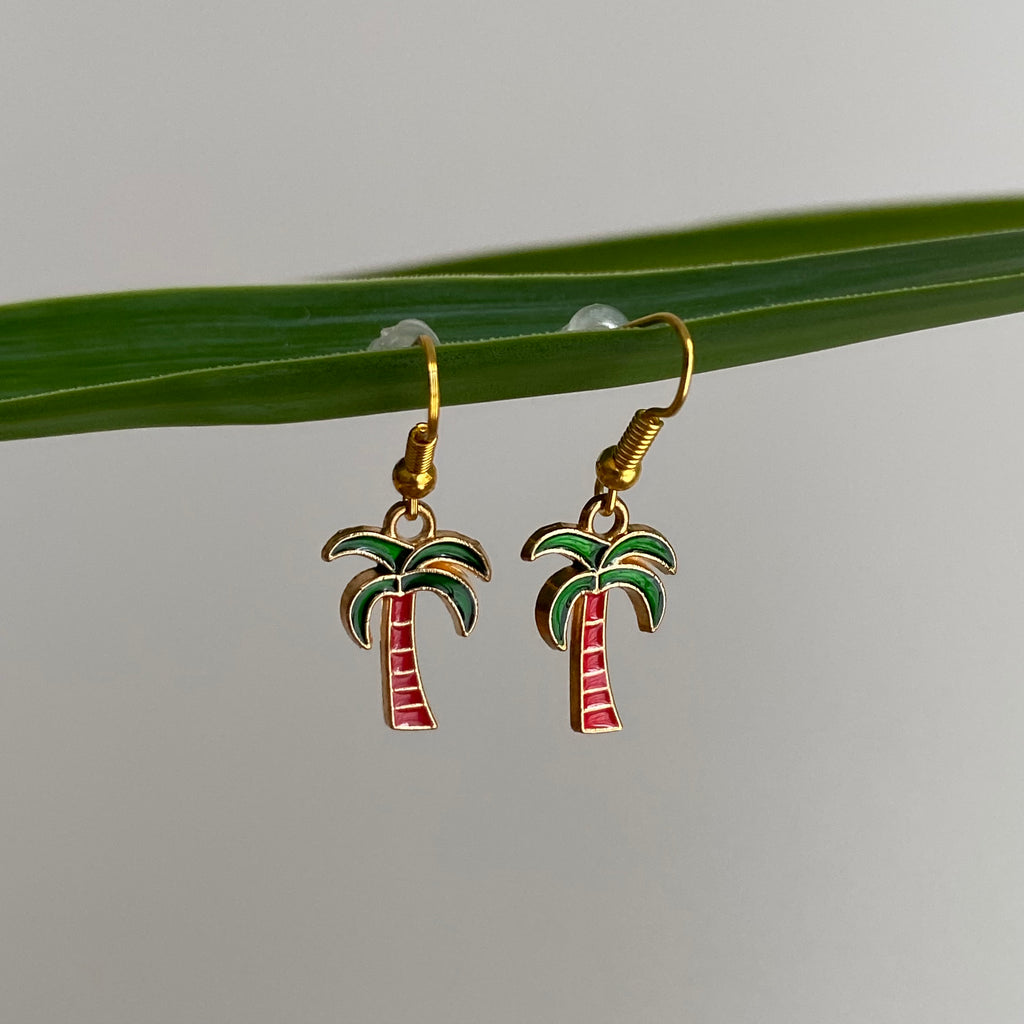 Tropical Palm Tree Dangle Earrings