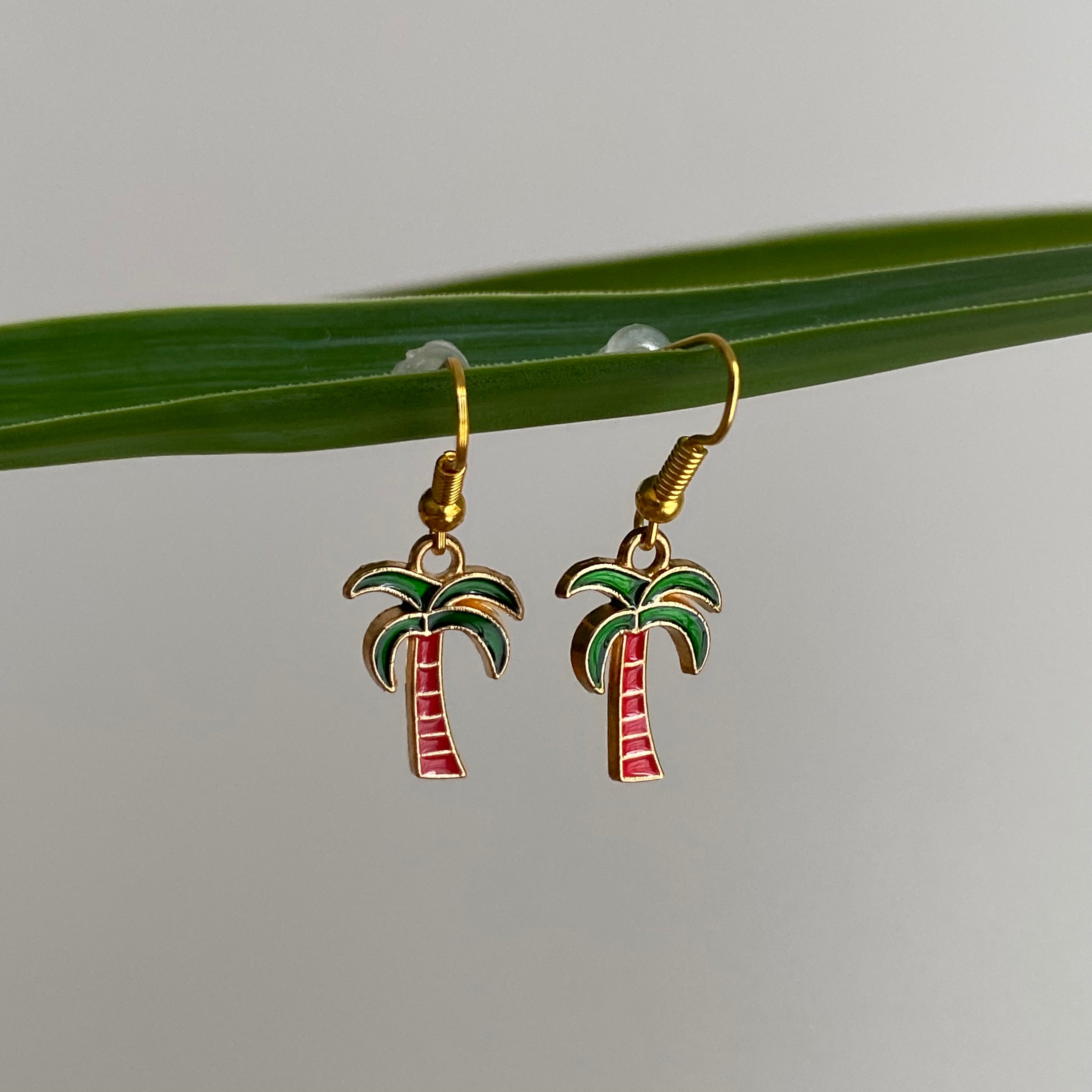Tropical Palm Tree Dangle Earrings