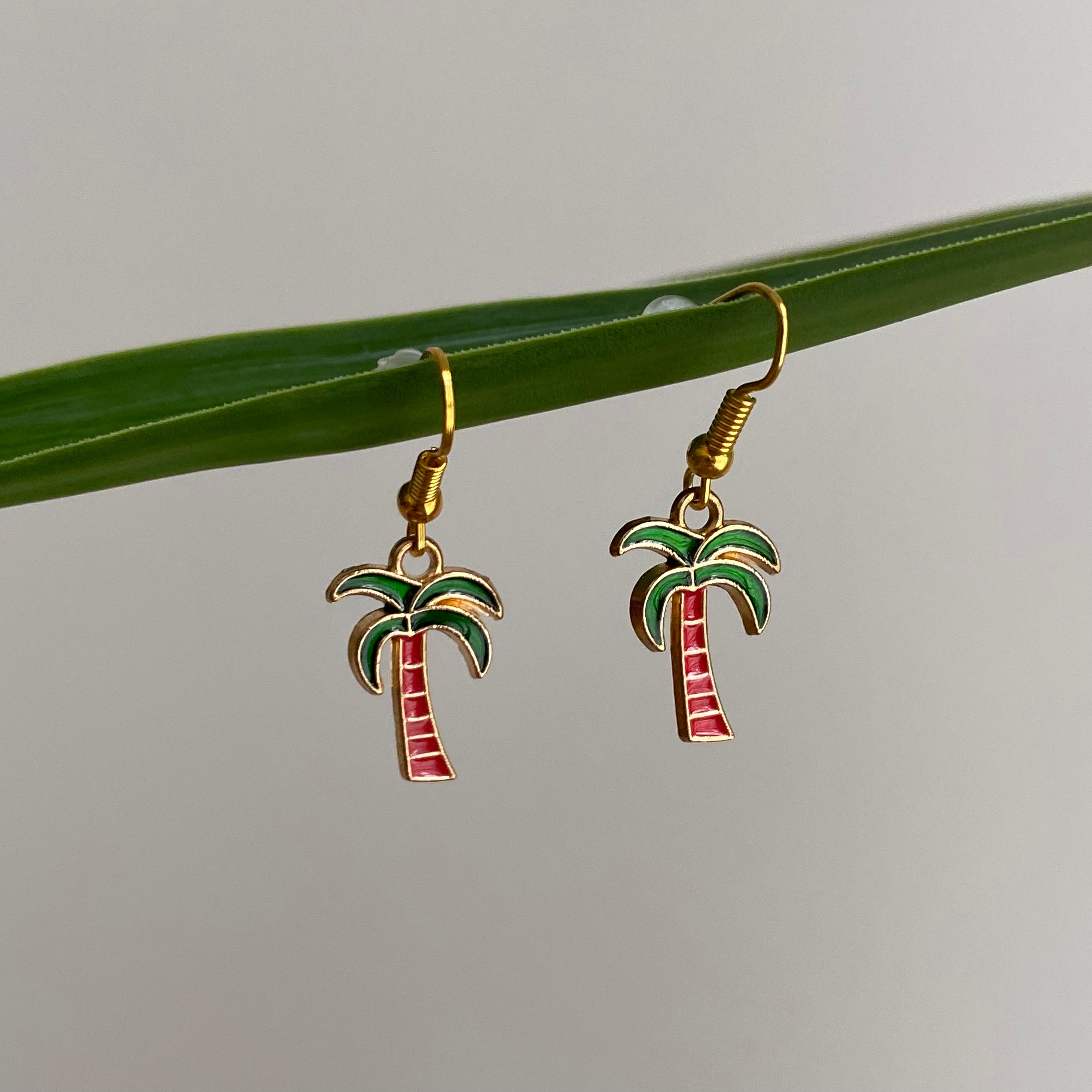Tropical Palm Tree Dangle Earrings