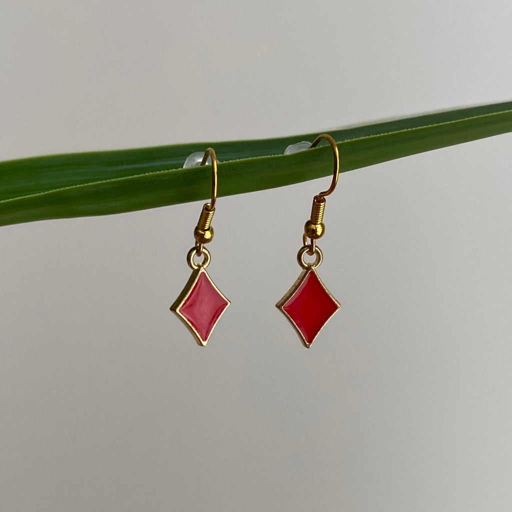 Red Diamond Dangle Earrings