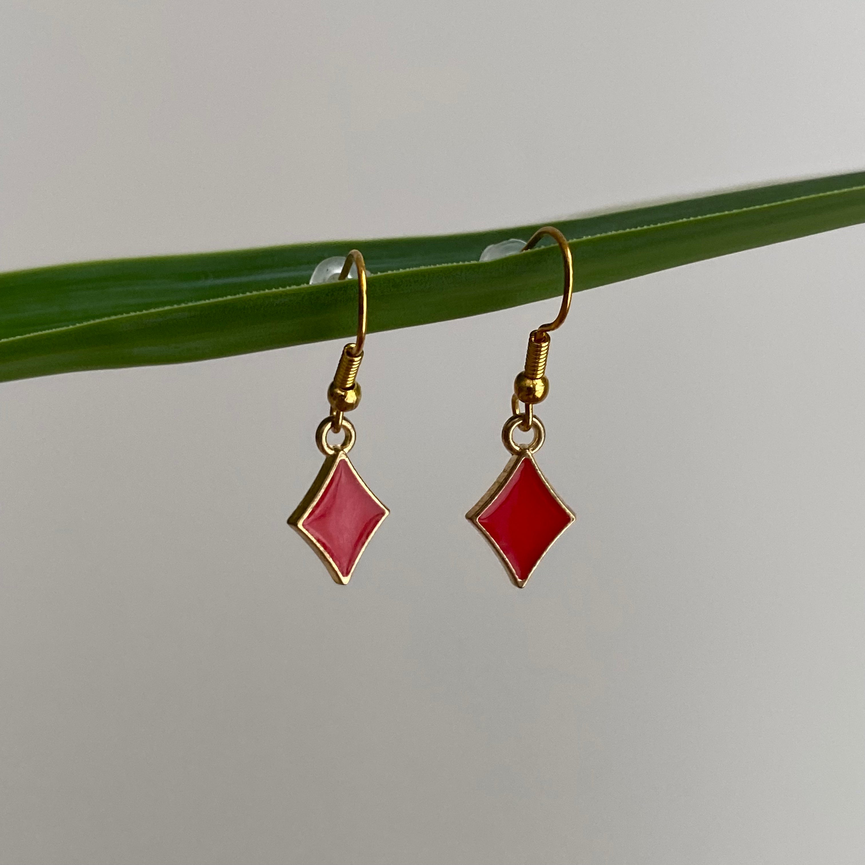 Red Diamond Dangle Earrings