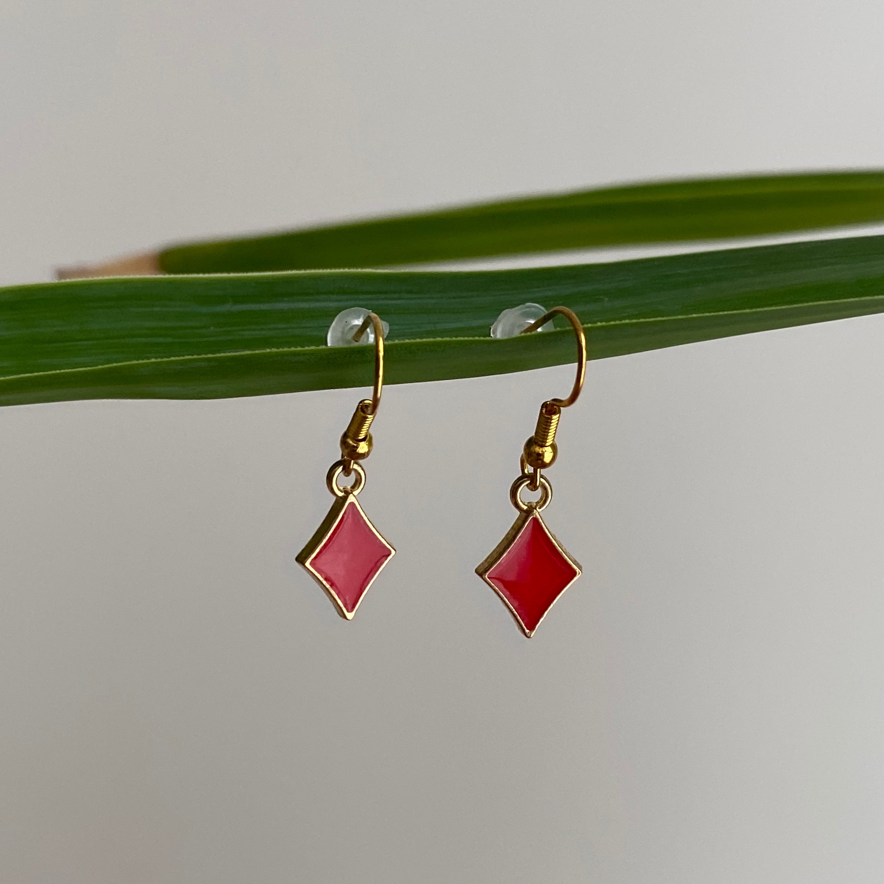 Red Diamond Dangle Earrings