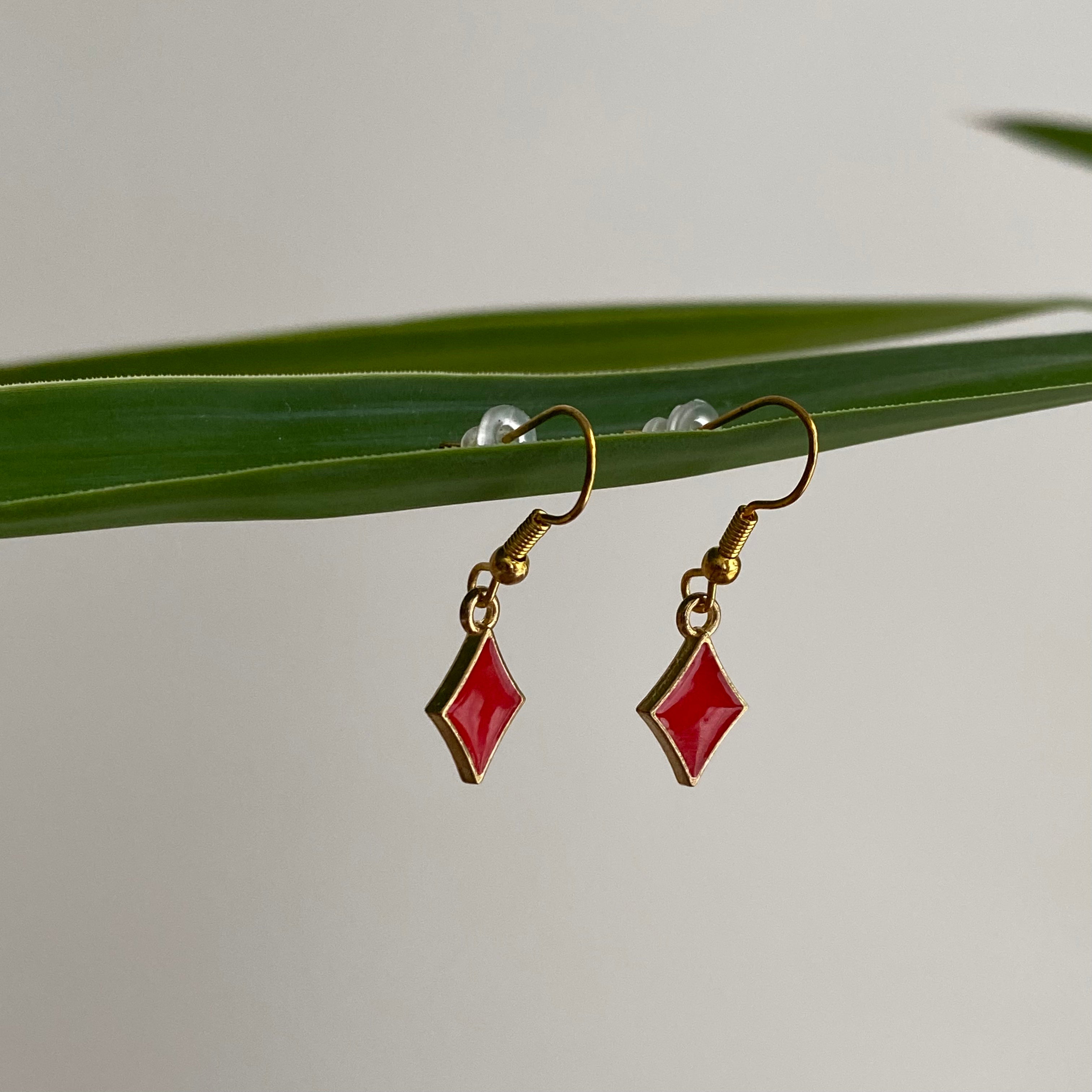 Red Diamond Dangle Earrings