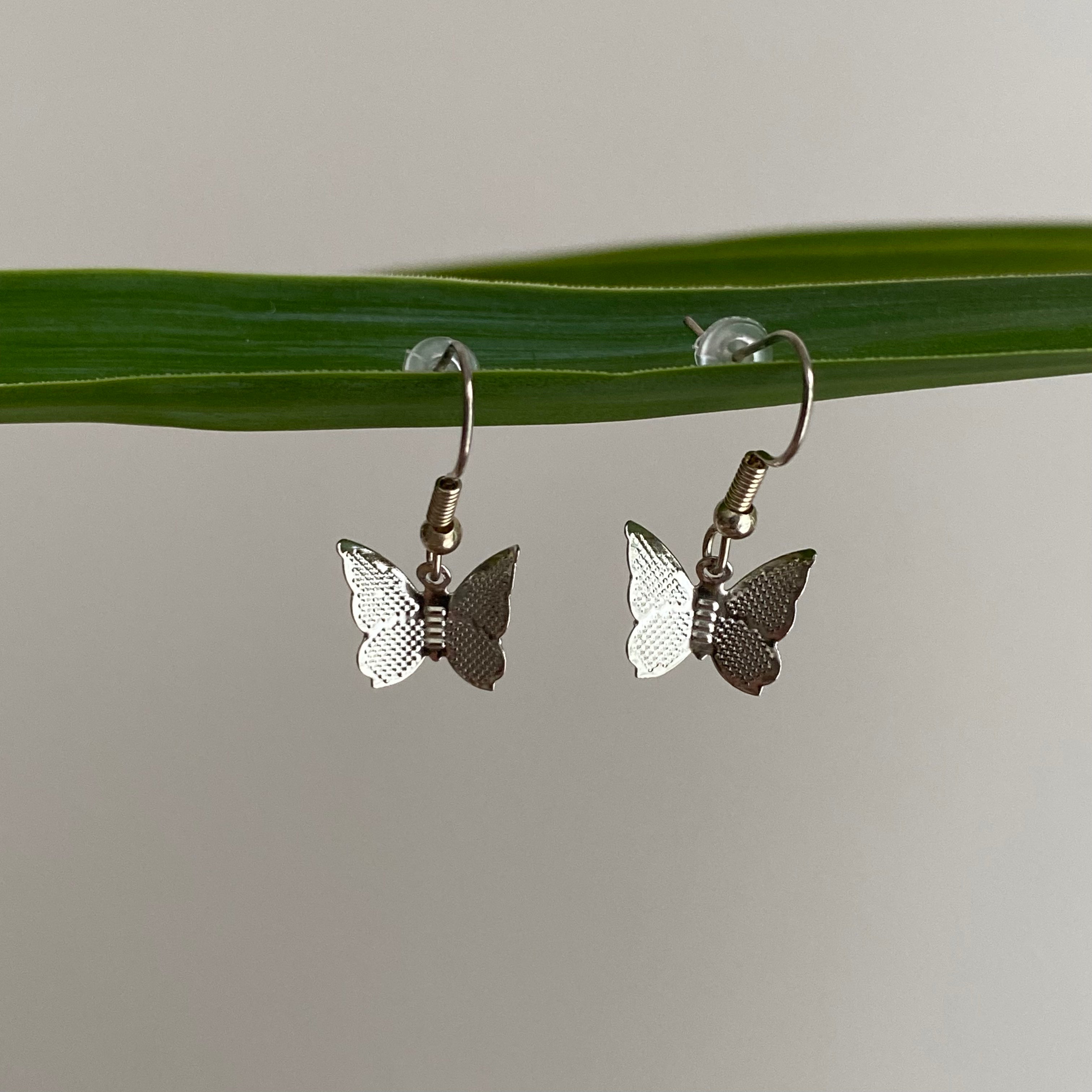Silver Butterfly Dangle Earrings