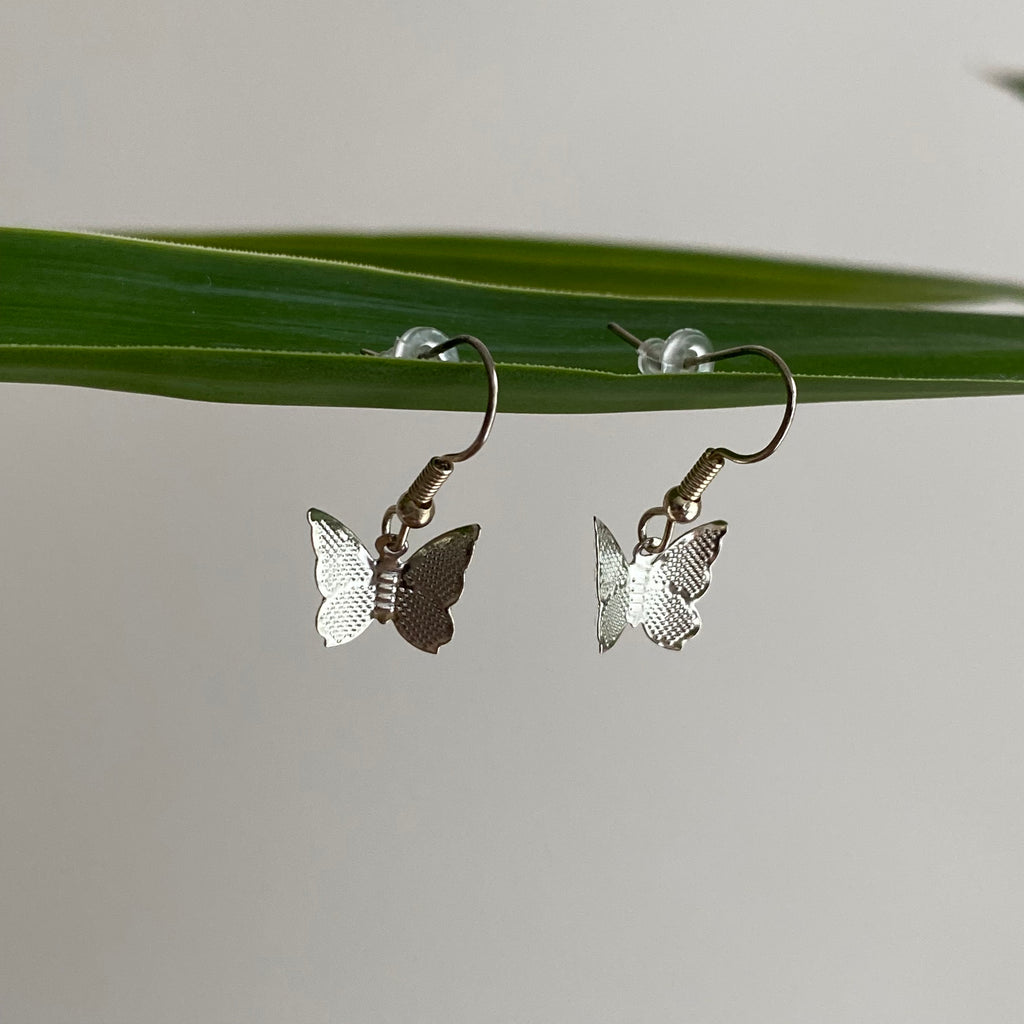 Silver Butterfly Dangle Earrings