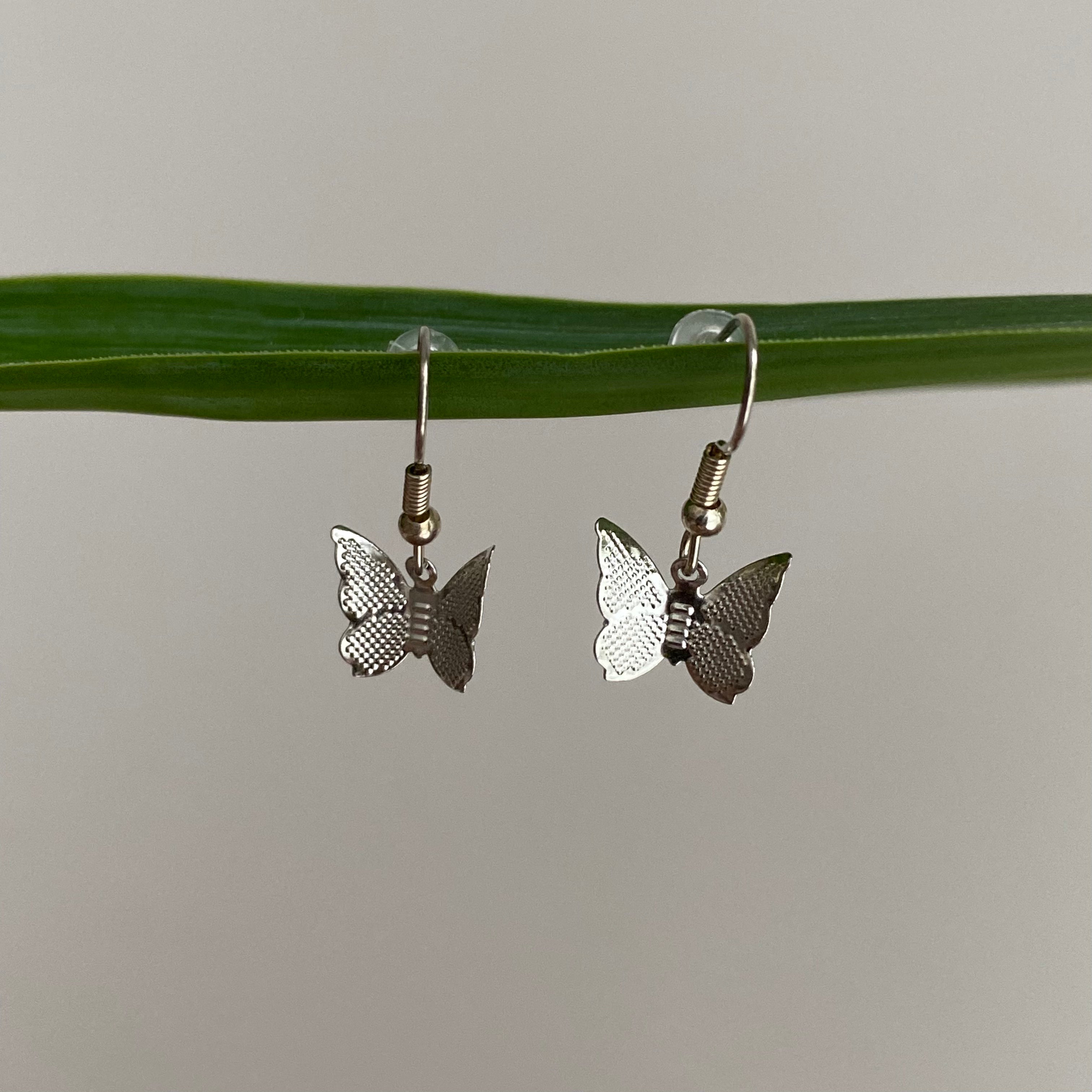 Silver Butterfly Dangle Earrings
