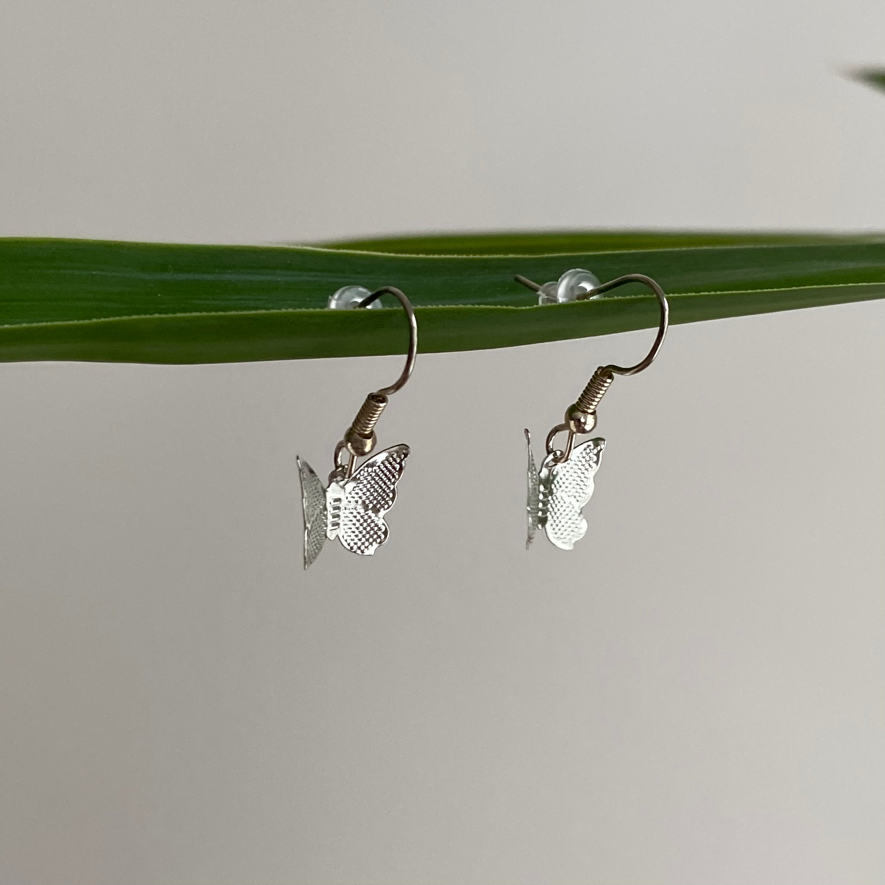 Silver Butterfly Dangle Earrings