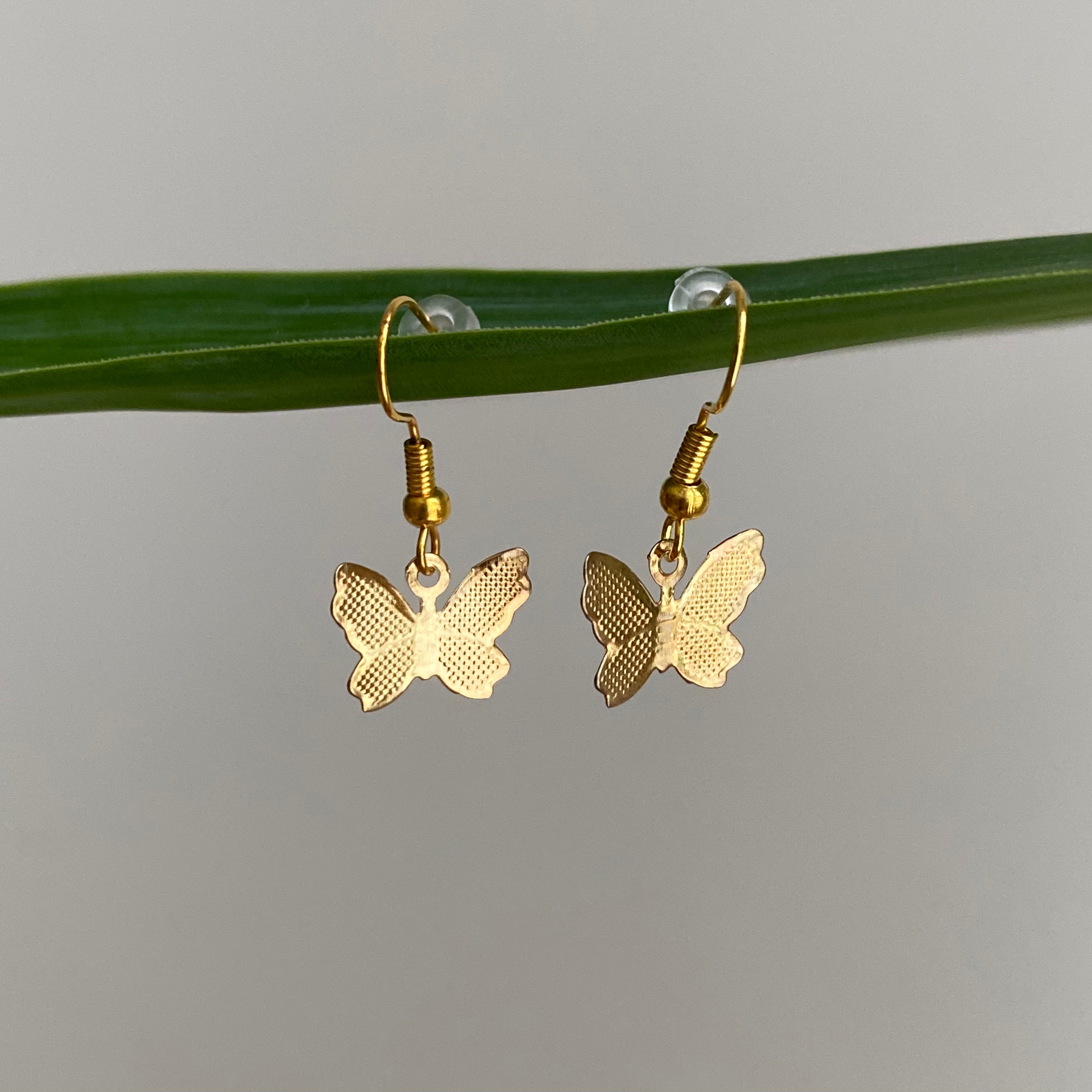 Gold Butterfly Dangle Earrings