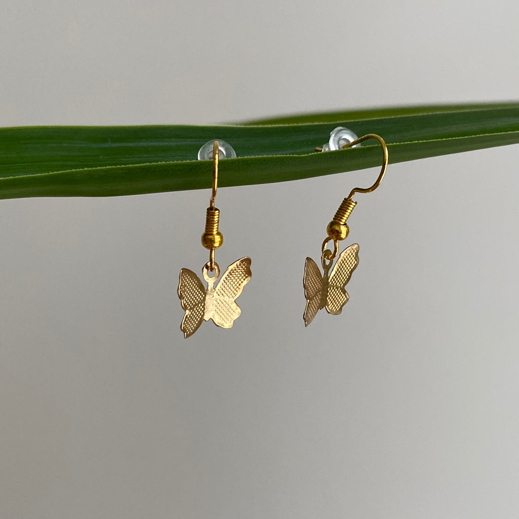 Gold Butterfly Dangle Earrings
