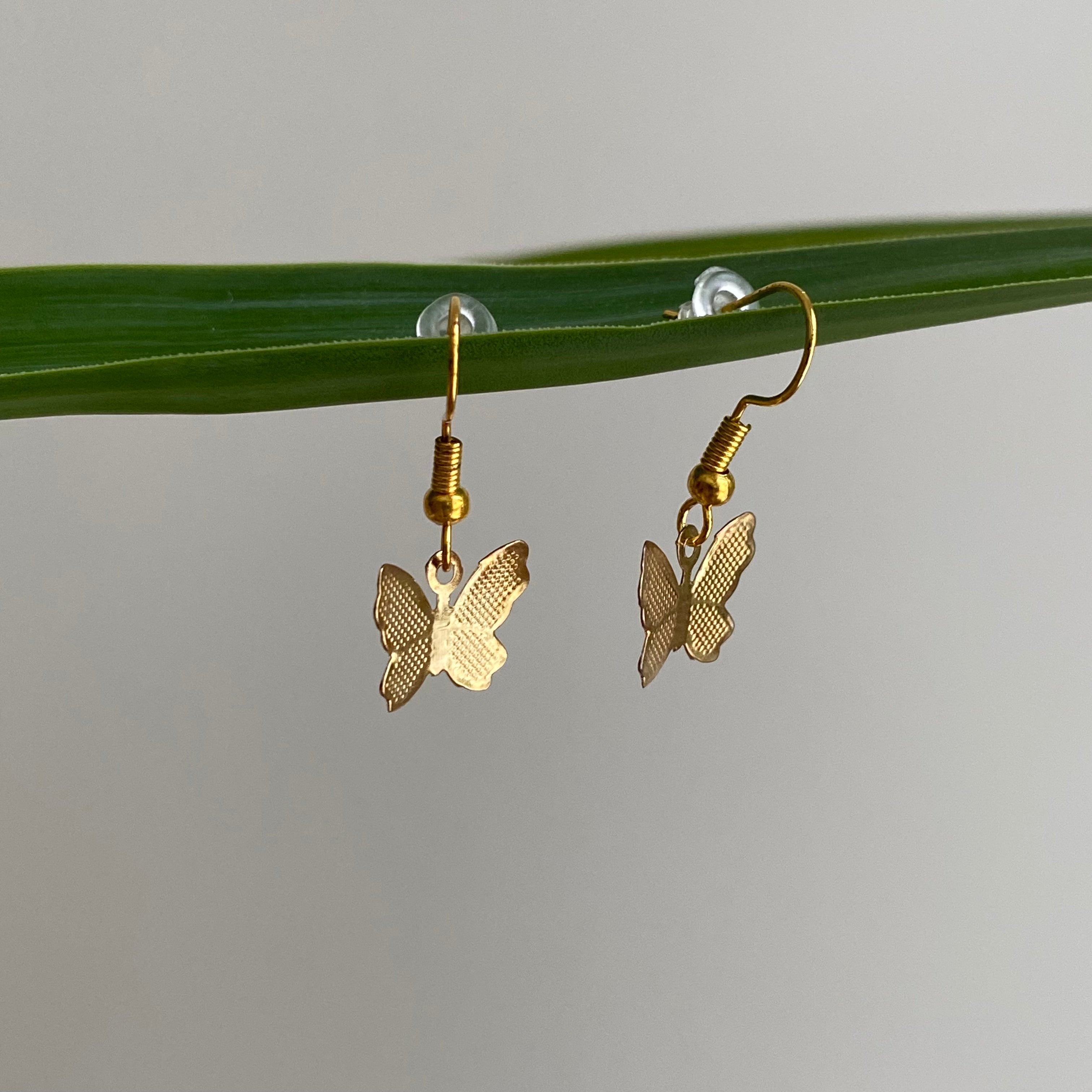 Gold Butterfly Dangle Earrings