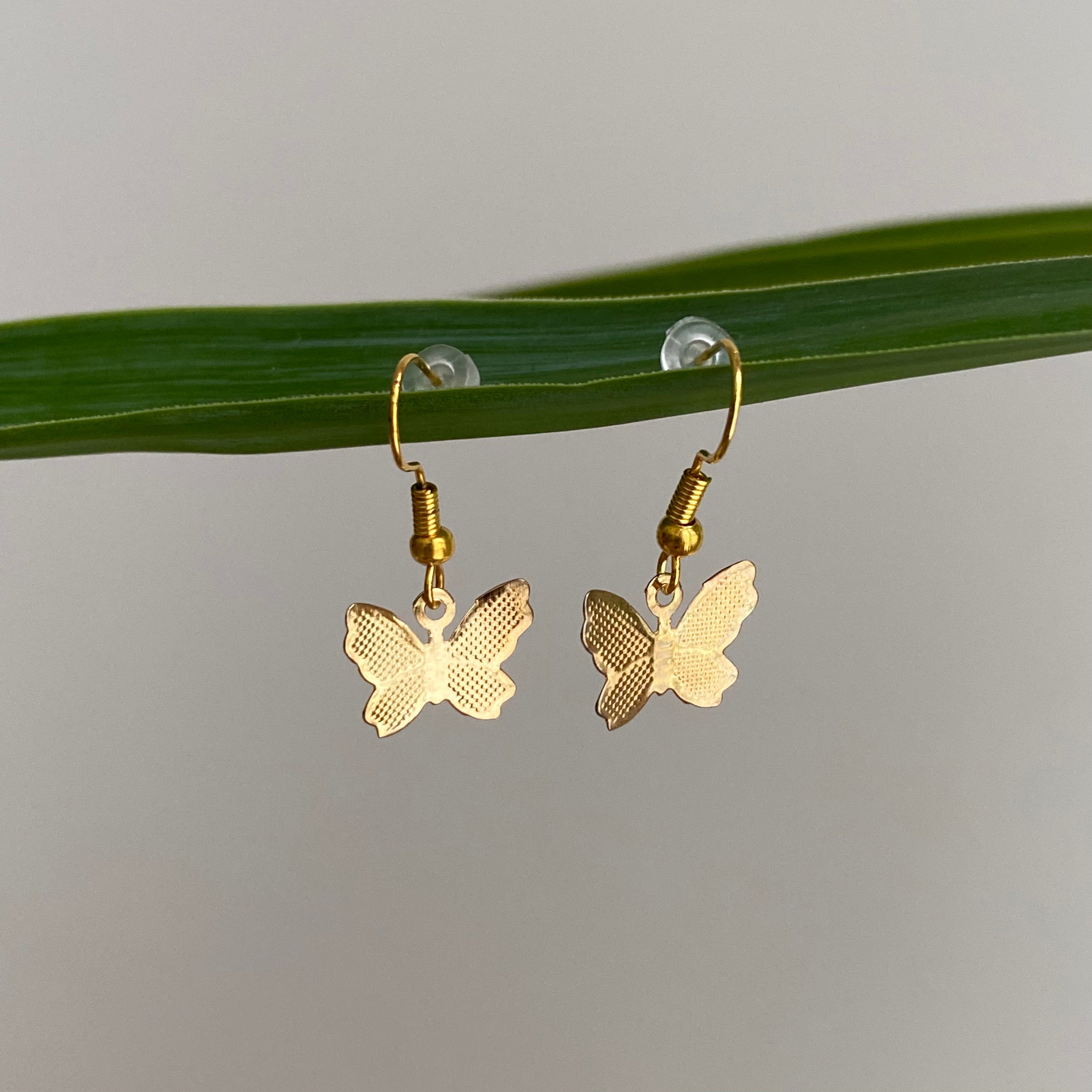 Gold Butterfly Dangle Earrings