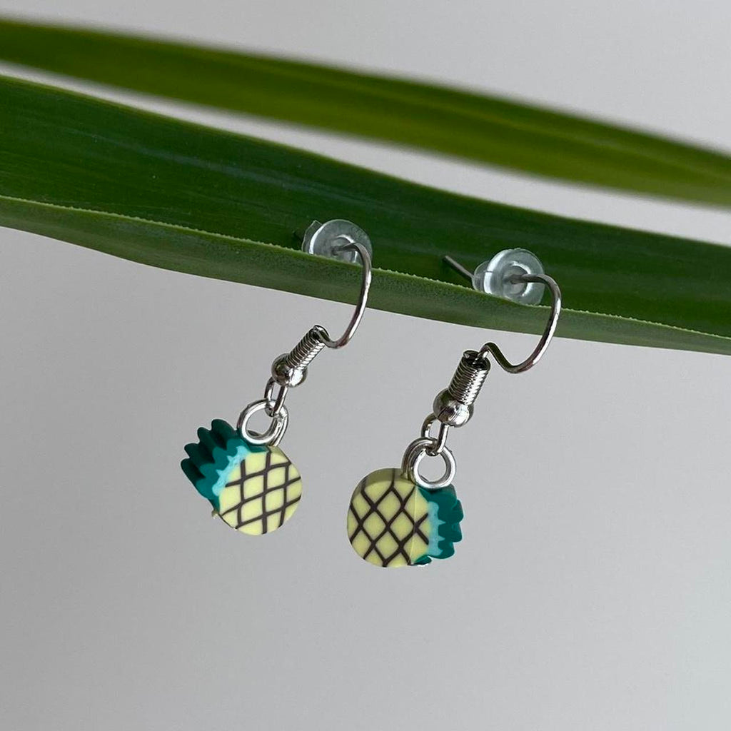 Yellow Pineapple Fruit Polymer Clay Dangle Earrings - Image 4