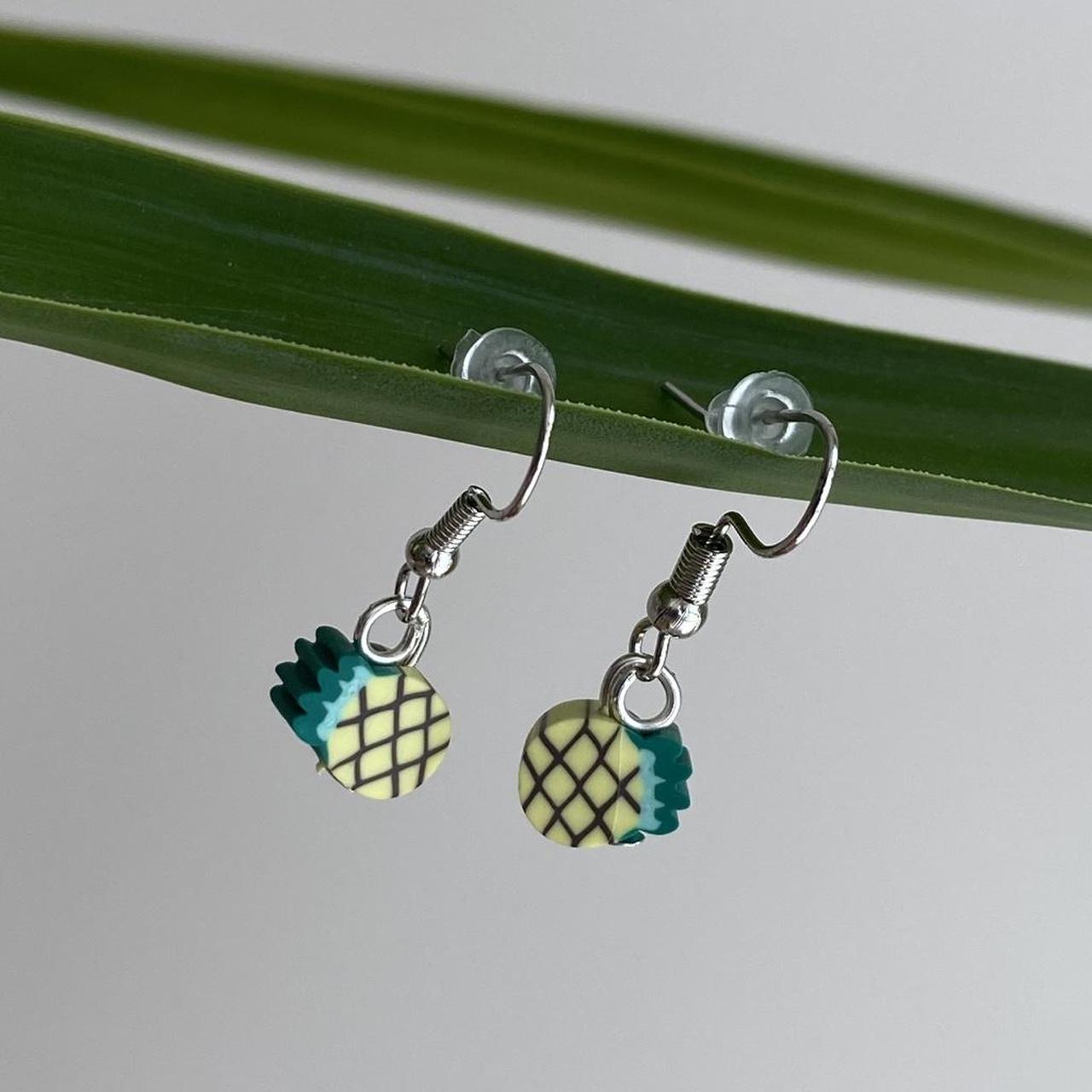 Yellow Pineapple Fruit Polymer Clay Dangle Earrings - Image 4