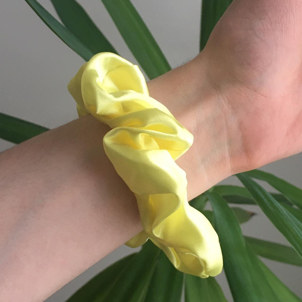 Pastel Banana Yellow Satin Scrunchie Instant Buy - Image 2