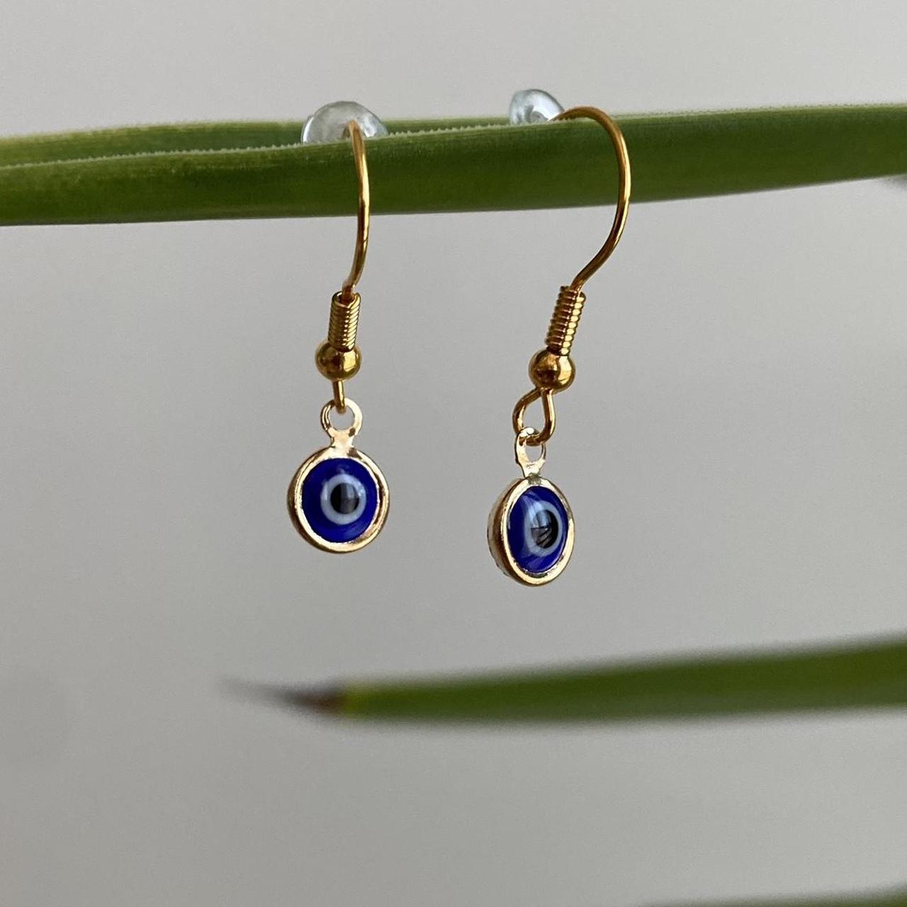 Gold Evil Eye Of Protection Dangle Earrings Also - Image 3