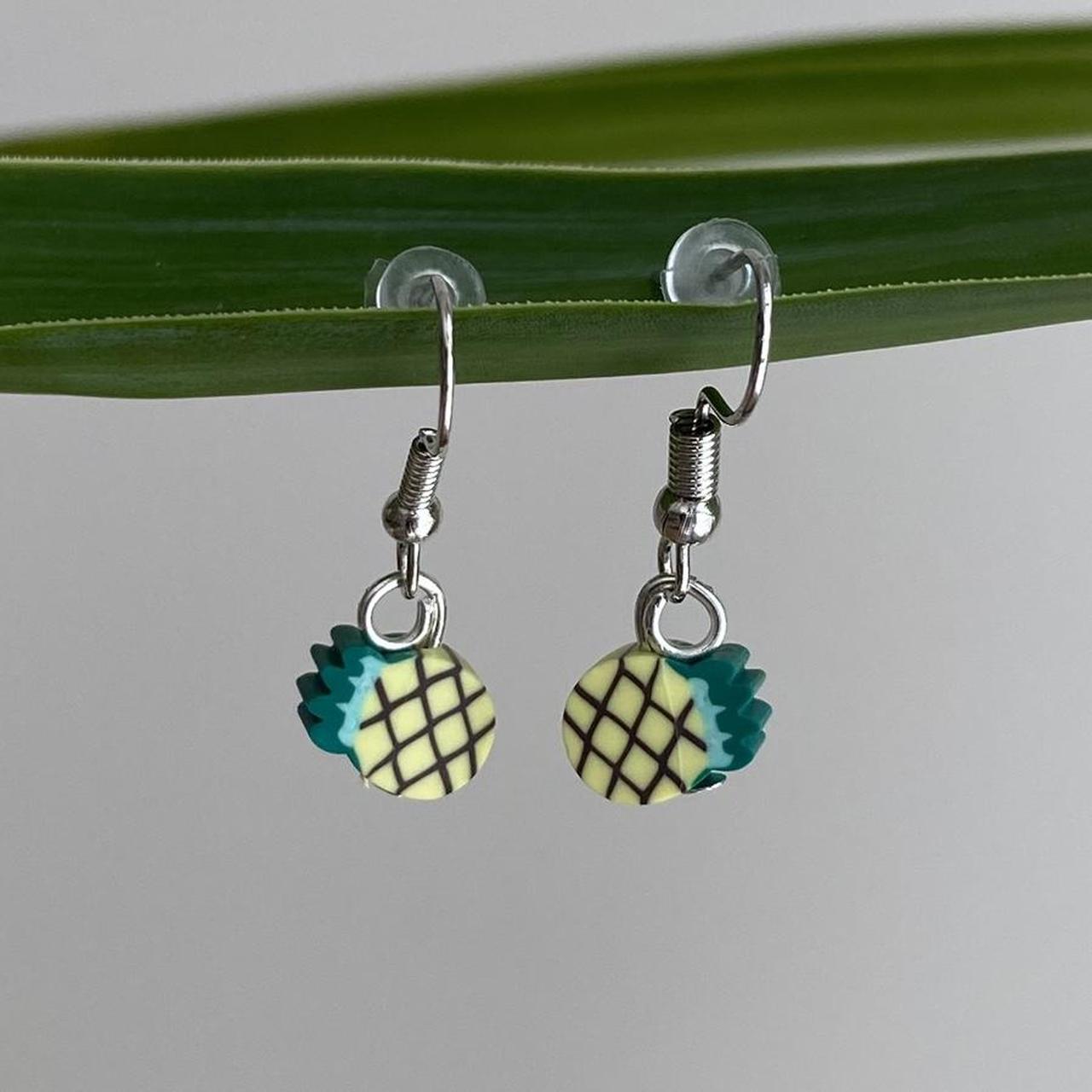 Yellow Pineapple Fruit Polymer Clay Dangle Earrings