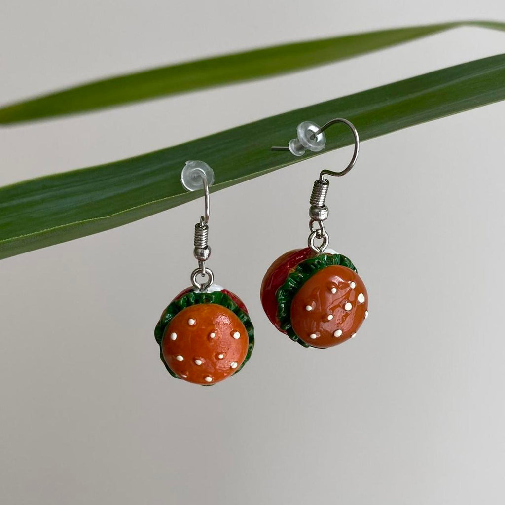 Hamburger Dangle Earrings With Silver Accents - Image 4