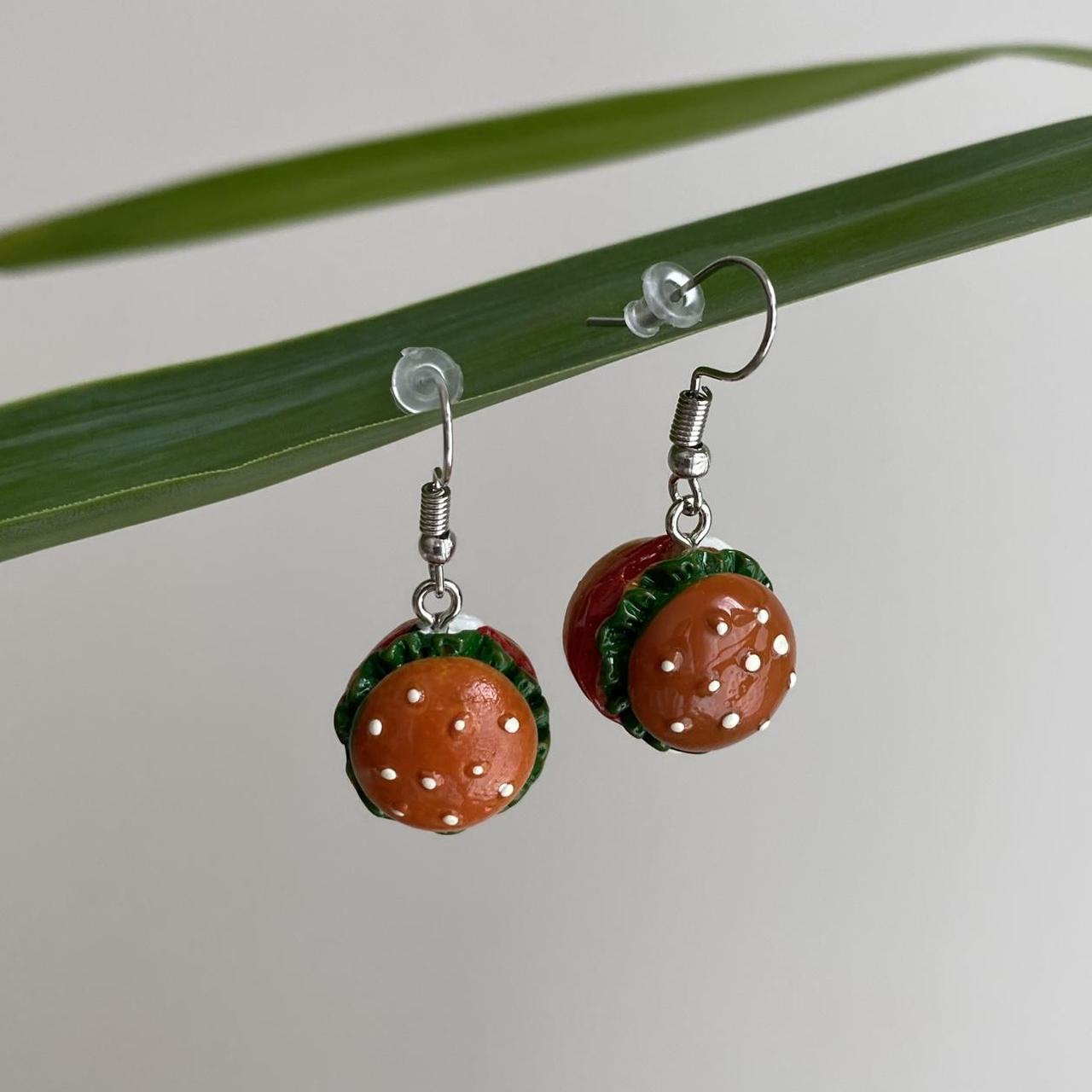 Hamburger Dangle Earrings With Silver Accents - Image 4