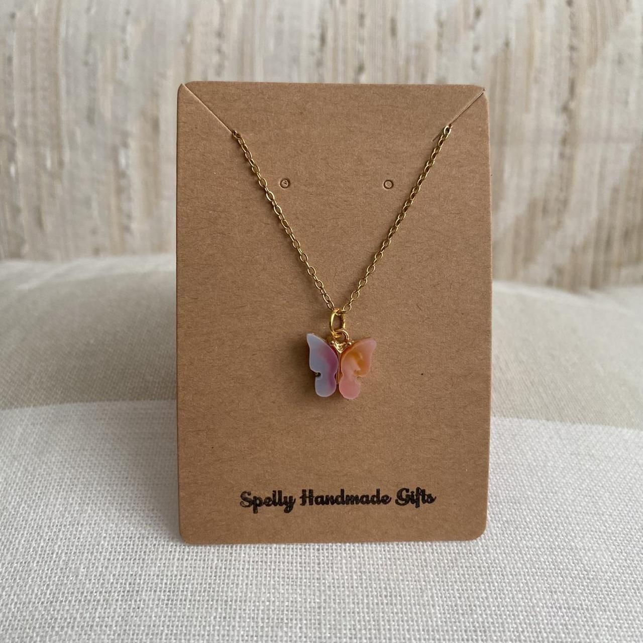 Purple And Pink Butterfly Pendant Chain Necklace - Image 4