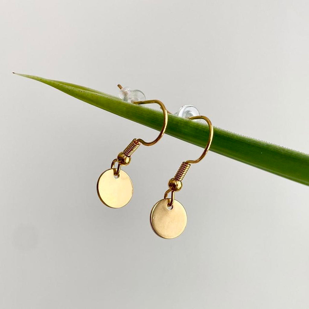 Cute Minimalist Metallic Gold Circle Dangle