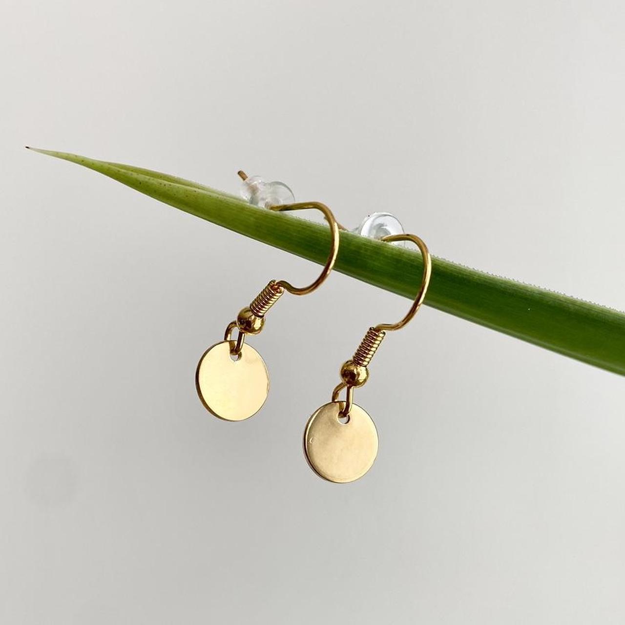 Cute Minimalist Metallic Gold Circle Dangle