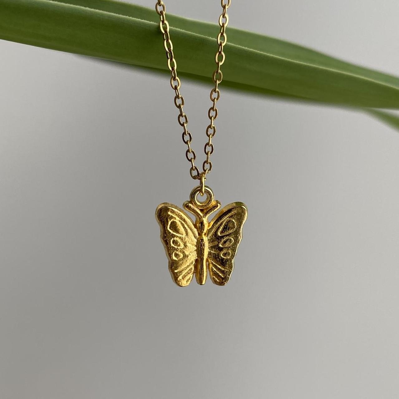 Butterfly Gold Pendant Chain Necklace 18 Karat - Image 4