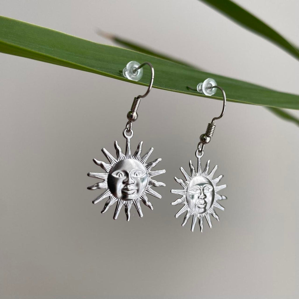 Silver Rising Sun Dangle Stud Earrings Also - Image 4